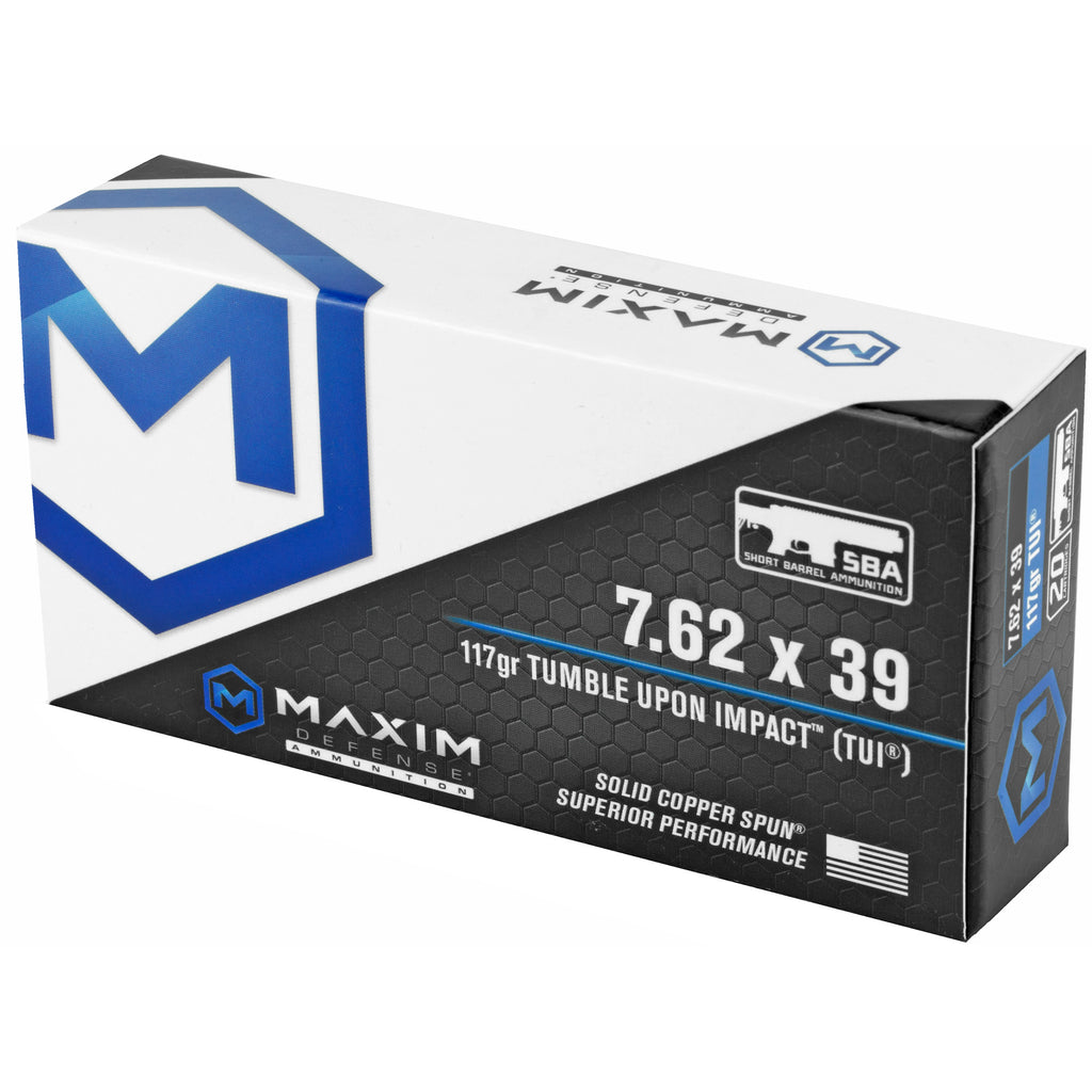 Maxim Defense Industries 7.62x39 SBA Short Barrel Ammunition – 117 Grain Tumble Upon Impact Copper Rounds
