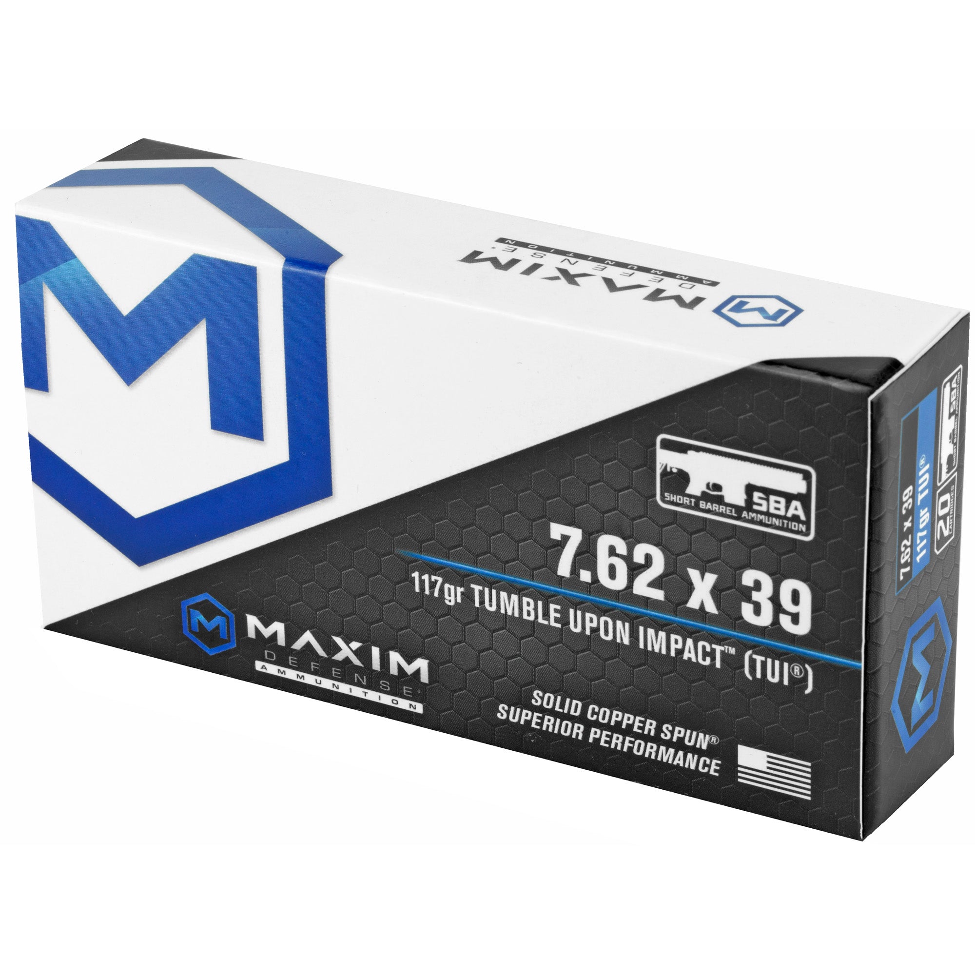 Maxim Defense Industries 7.62x39 SBA Short Barrel Ammunition – 117 Grain Tumble Upon Impact Copper Rounds