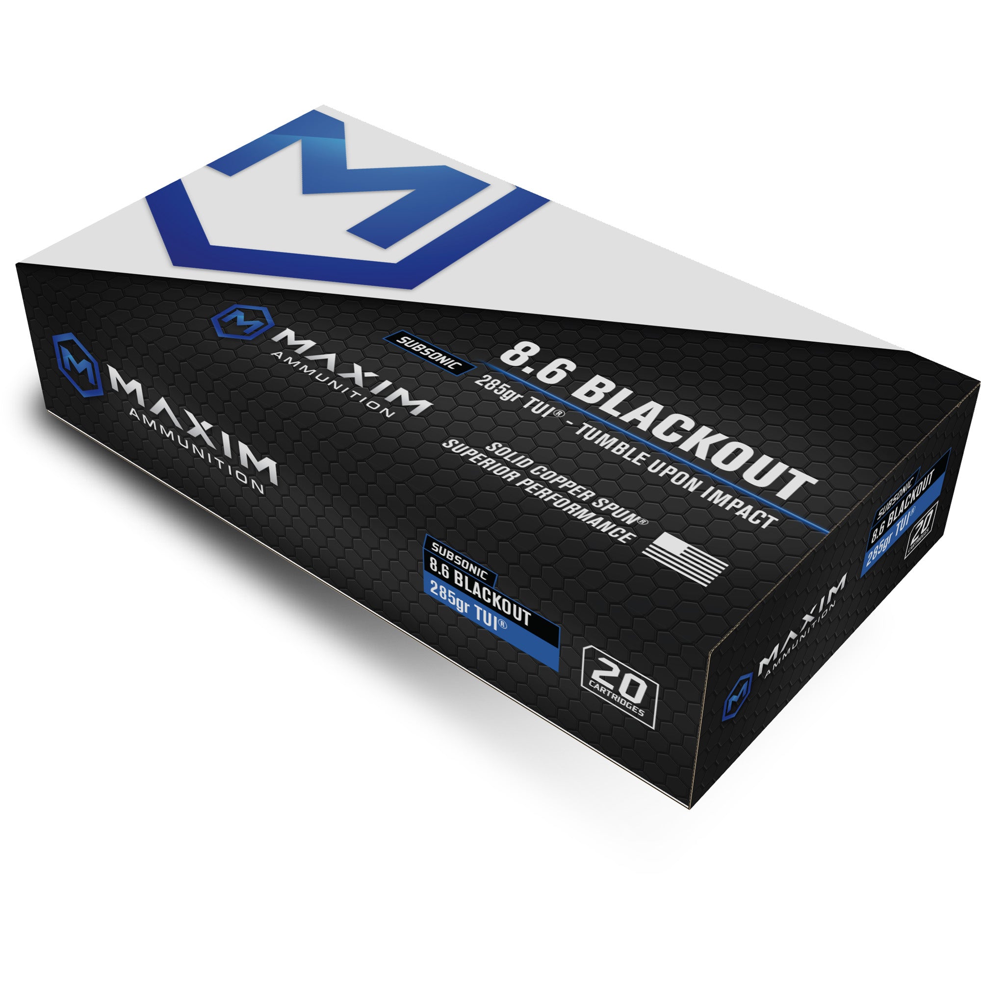 Maxim Defense Industries 8.6 Blackout TUI SBA Short Barrel Ammunition – 235 Grain Copper Loads