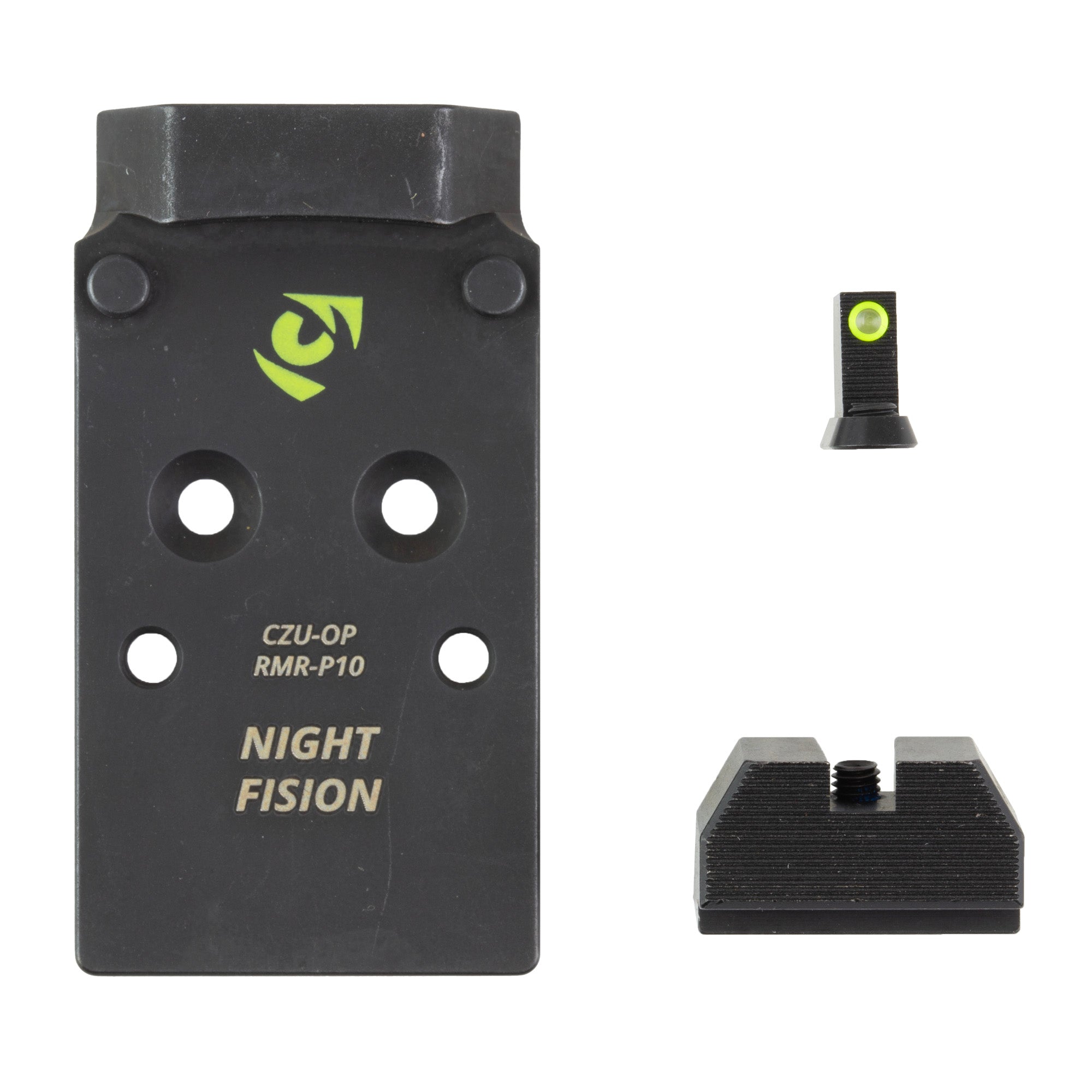 Night Fision CZU-OPBS-RMR-P10YGZX Optic Plate and Backup Night Sight Combo for CZ P10 Series