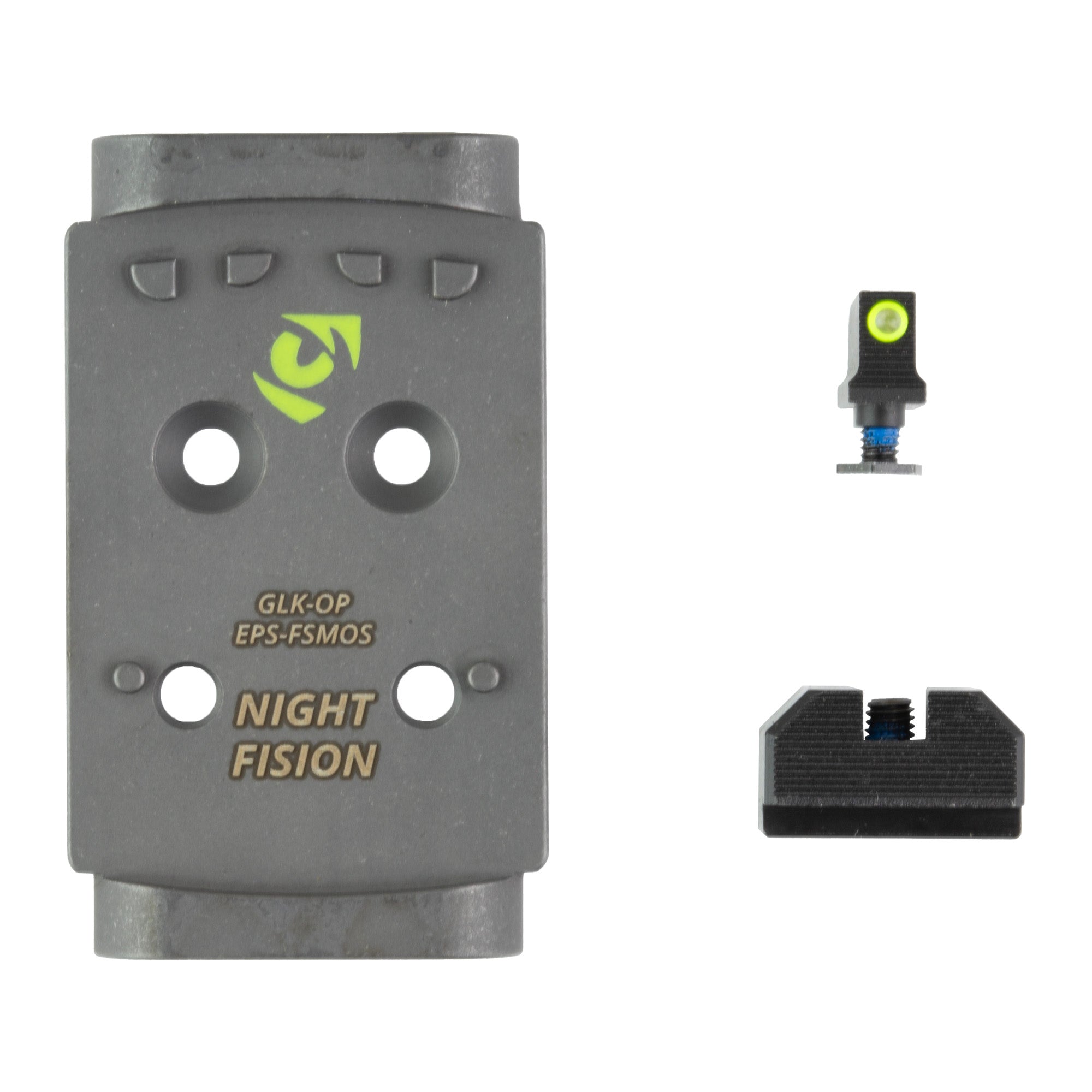 Night Fision NF Plate+NS EPS Fits Glock FS MOS – Premium Pistol Optic and Backup Sight Combo