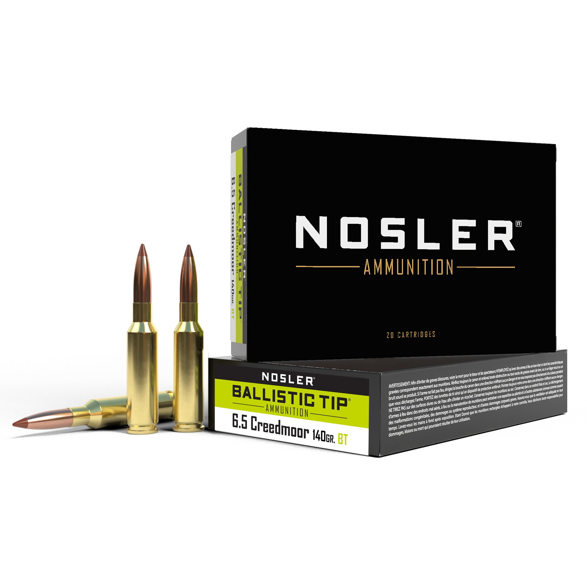 Nosler 6.5 Creedmoor 140 Grain Ballistic Tip Ammunition – 20 Rounds Per Box
