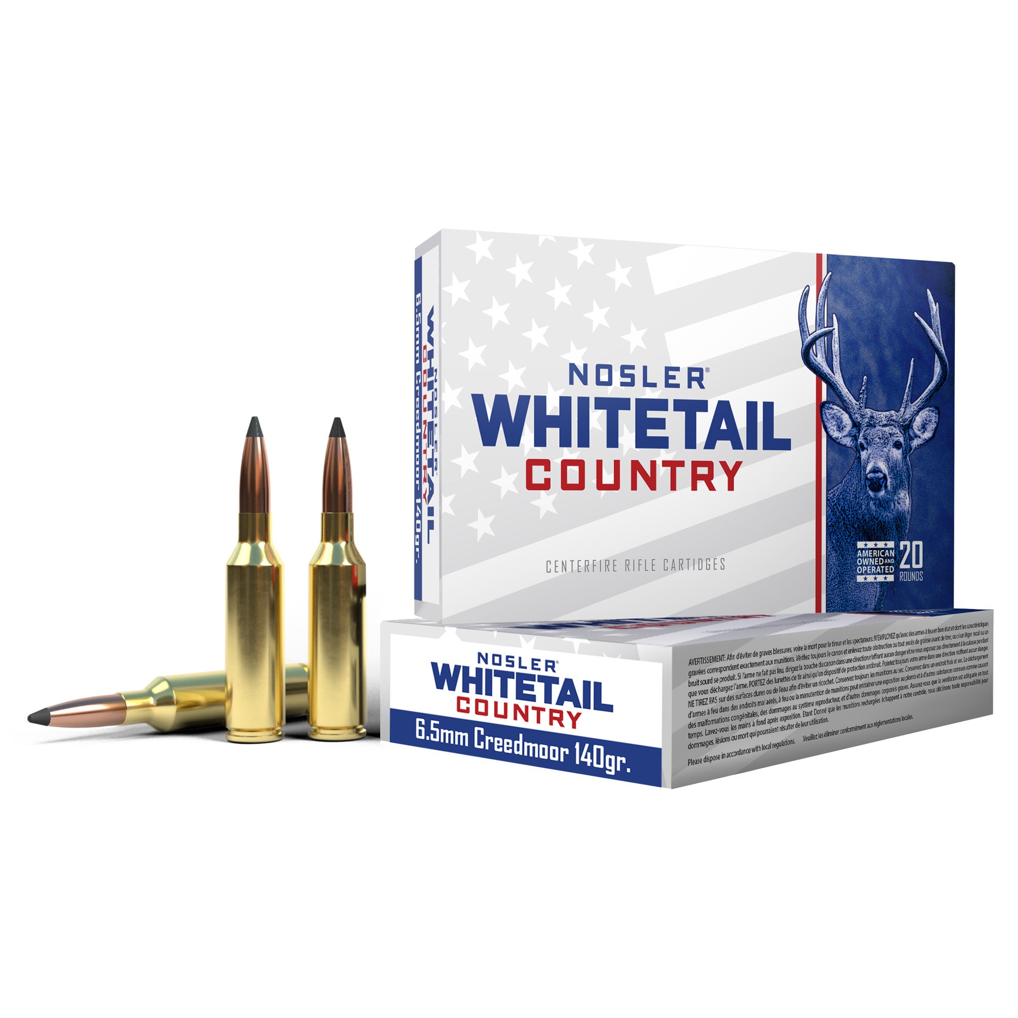 Nosler Whitetail Country 6.5 Creedmoor 140 Grain Solid Base Ammunition (20 Rounds)