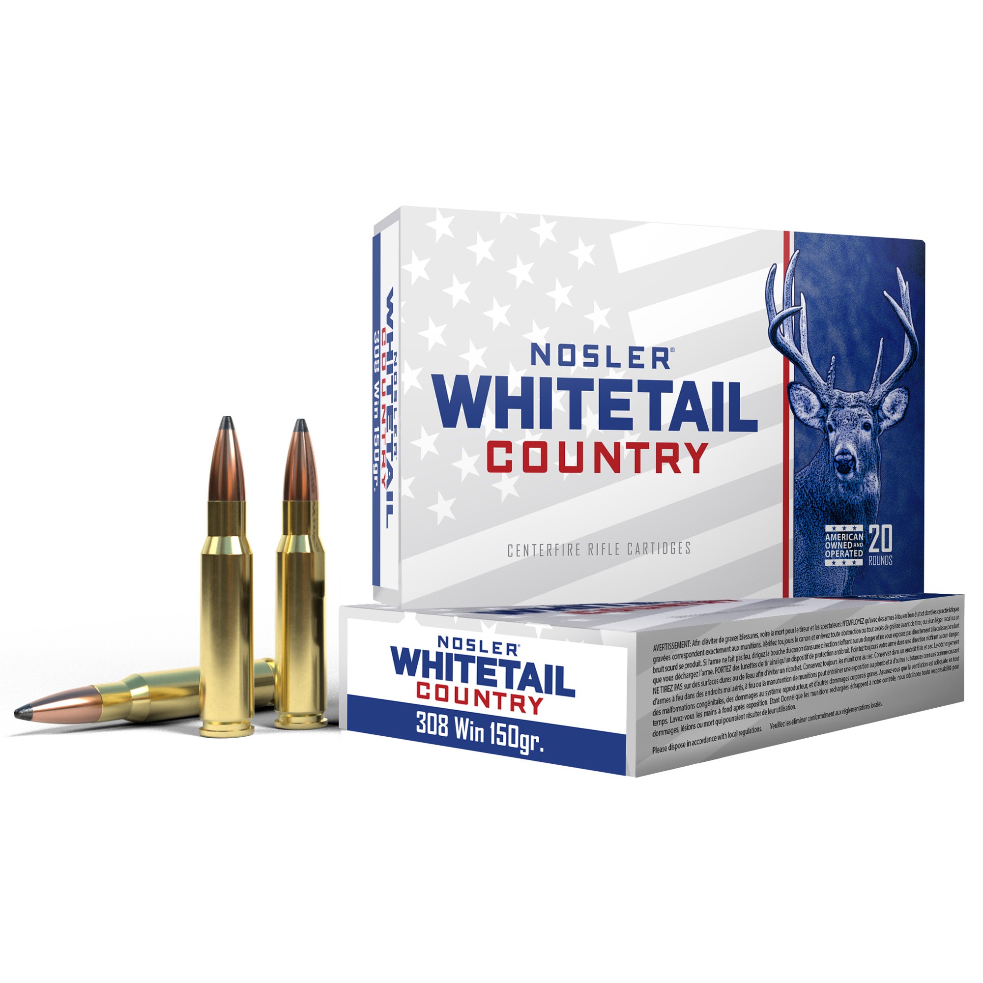 Nosler Whitetail Country 150 Grain .308 Winchester Solid Base Ammunition (20 Rounds per Box)