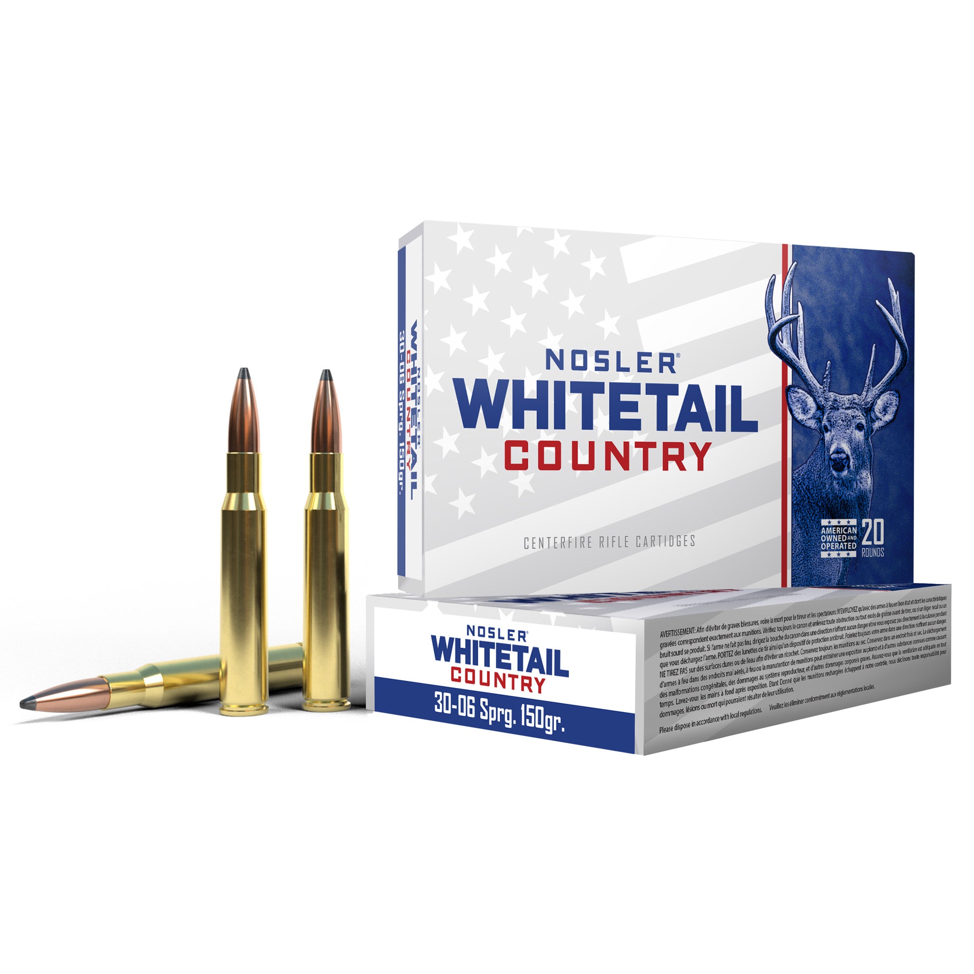 Nosler Whitetail Country 30-06 Springfield 150 Grain Solid Base Ammunition - 20 Rounds