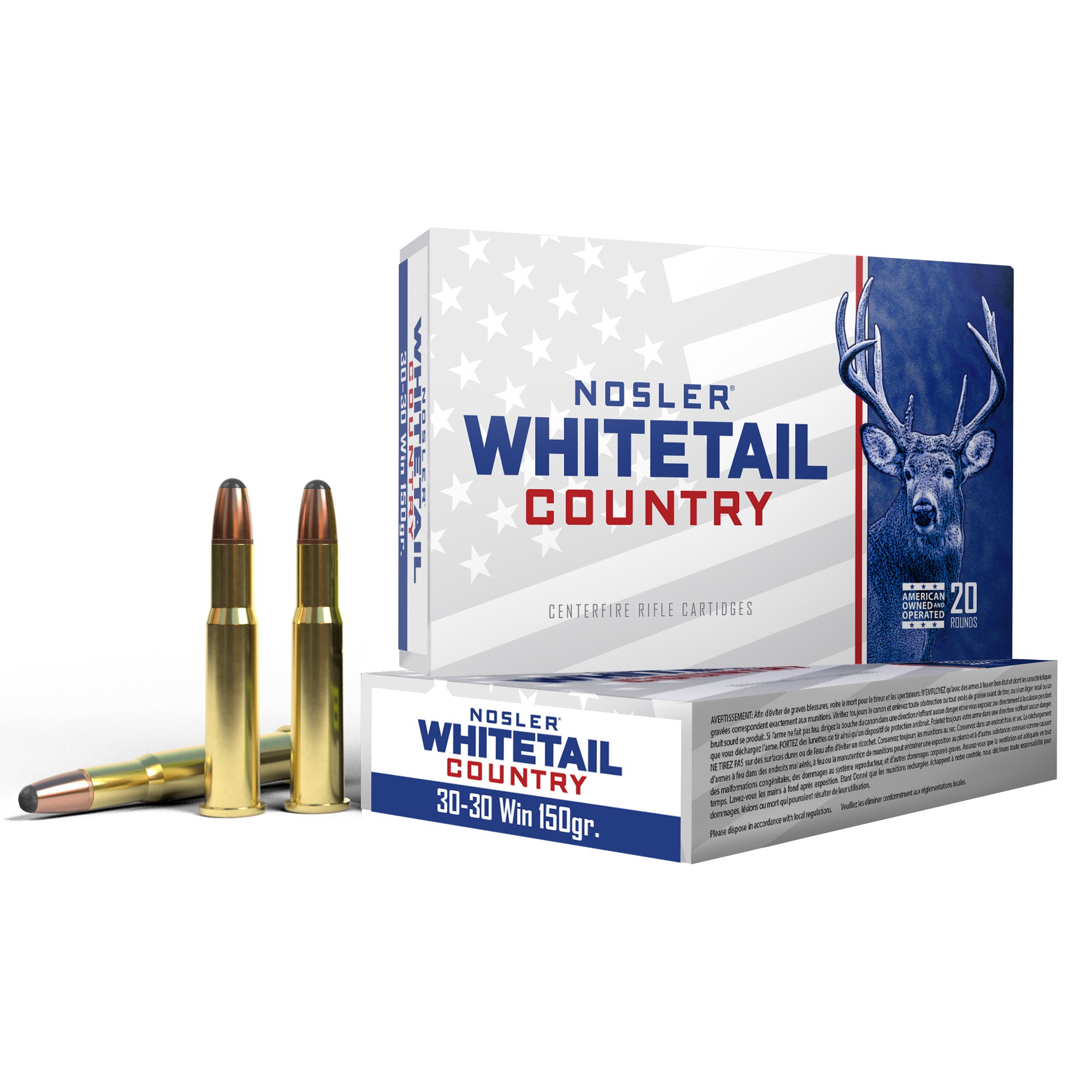 Nosler Whitetail Country 30-30 Winchester 150-Grain Solid Base Ammunition - Pack of 20