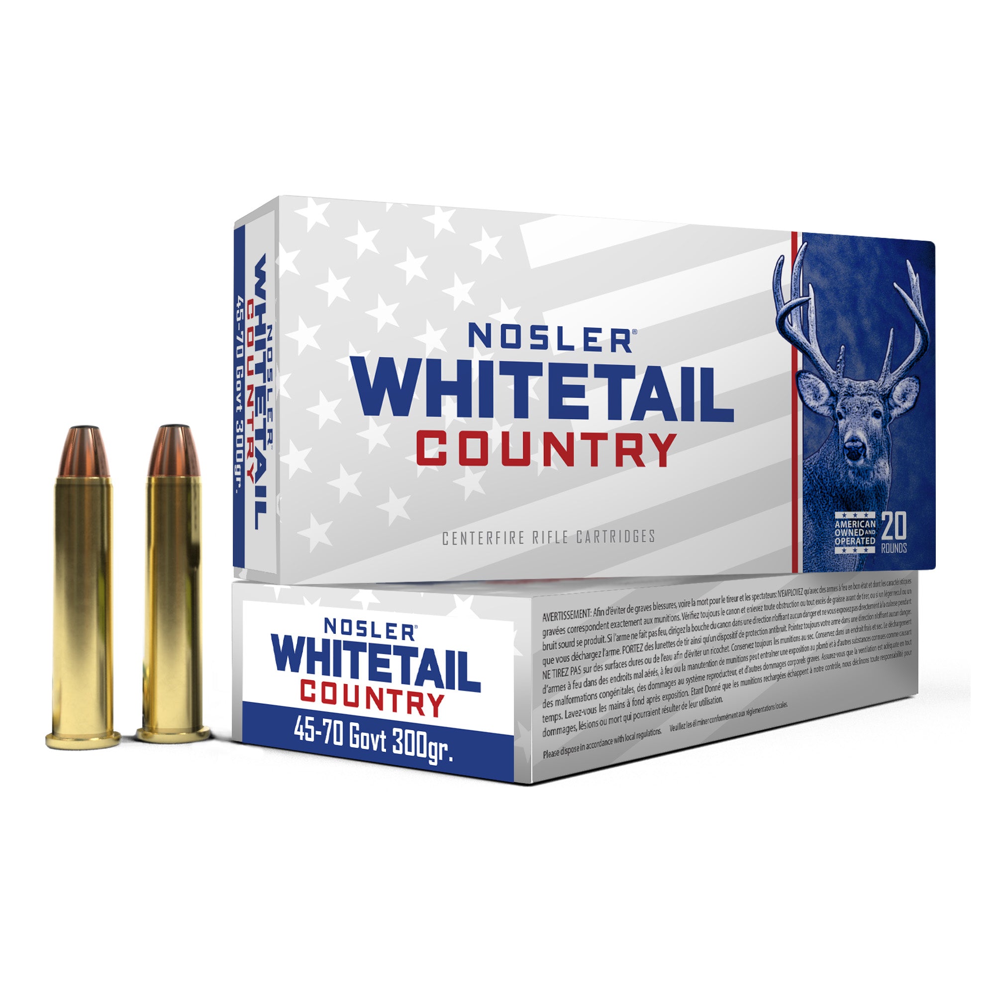 Nosler Whitetail Country 45-70 Government 300-Grain Solid Base Bullet Ammunition (20 Rounds)