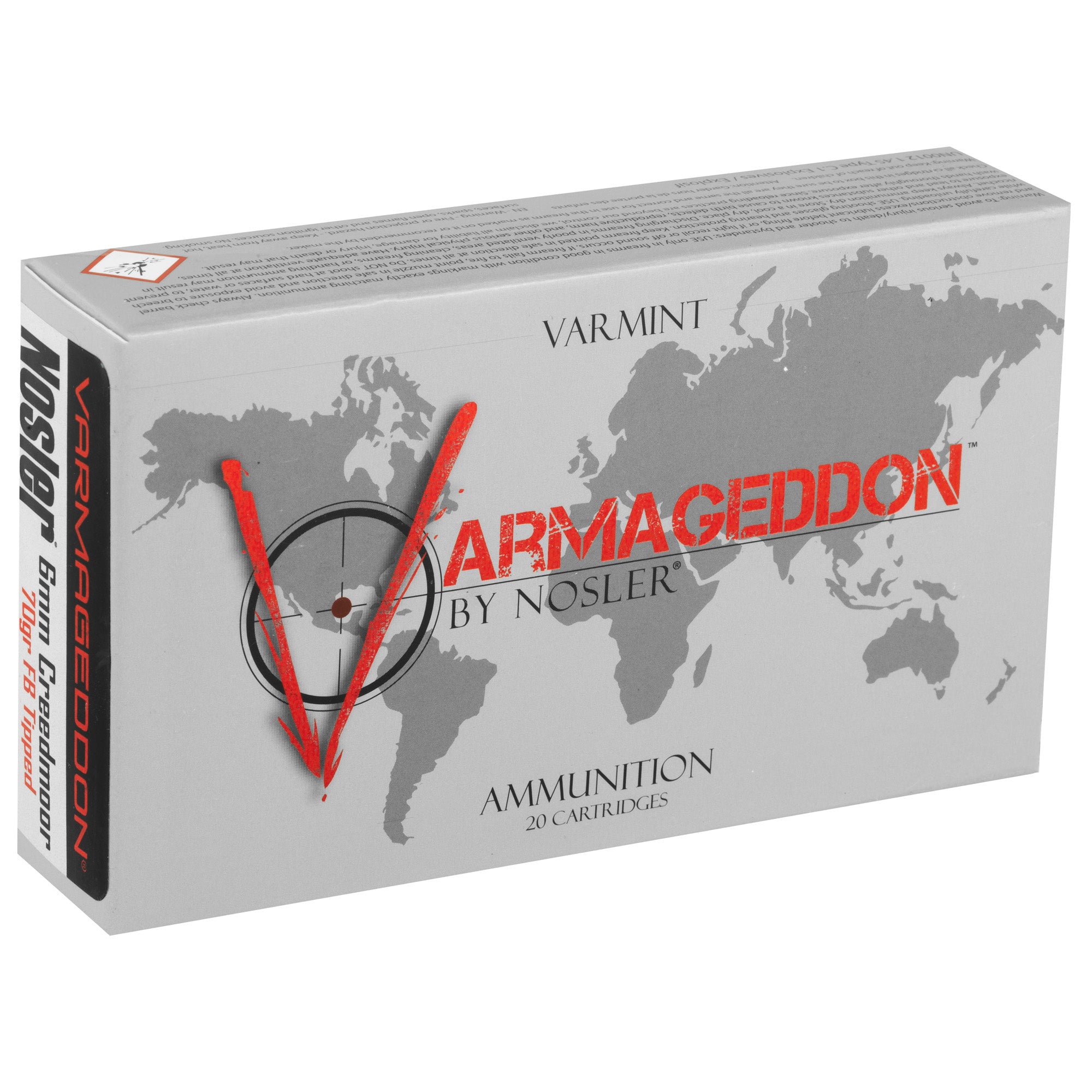 Nosler Varmageddon Flat Base Tipped Bullets for 6mm Creedmoor, 70 Grain, Pack of 20