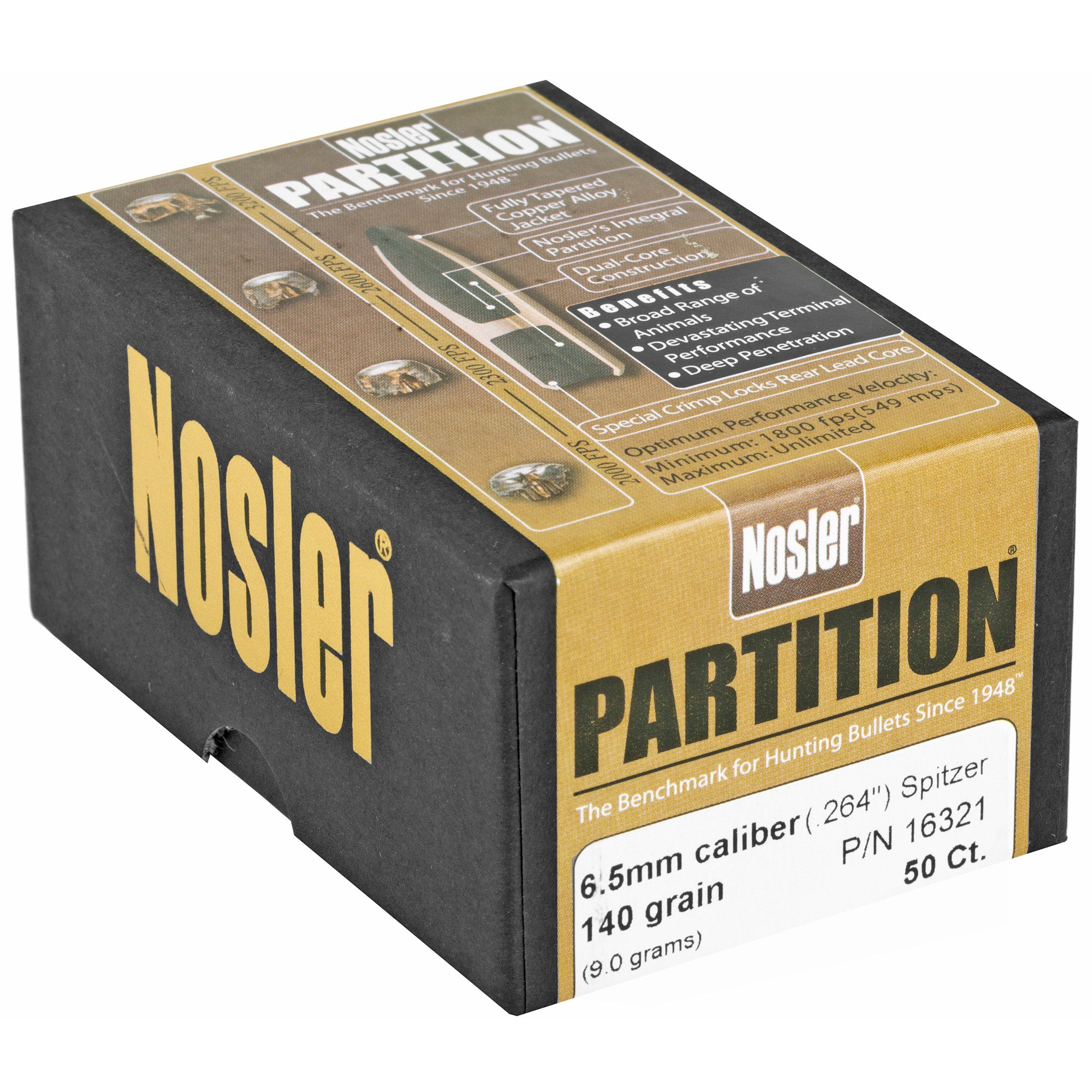Nosler 6.5mm 140-Grain Partition Spitzer Bullet - 50 Count