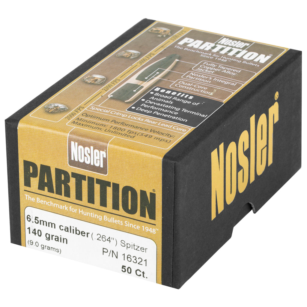 Nosler 6.5mm 140-Grain Partition Spitzer Bullet - 50 Count