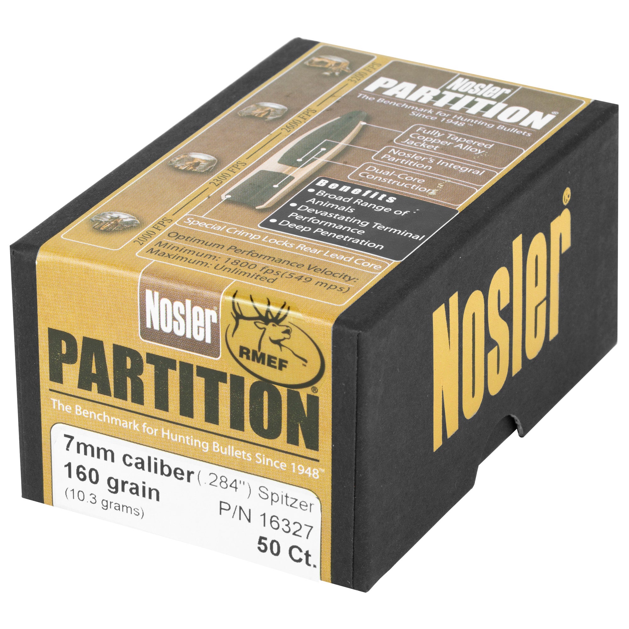 Nosler Partition 7mm 160 Grain Spitzer Bullet - Model 16327