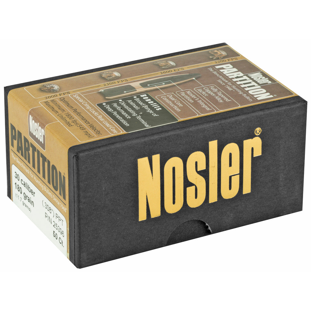 Nosler Partition 30 Caliber 180 Grain Bullet - 50 Rounds