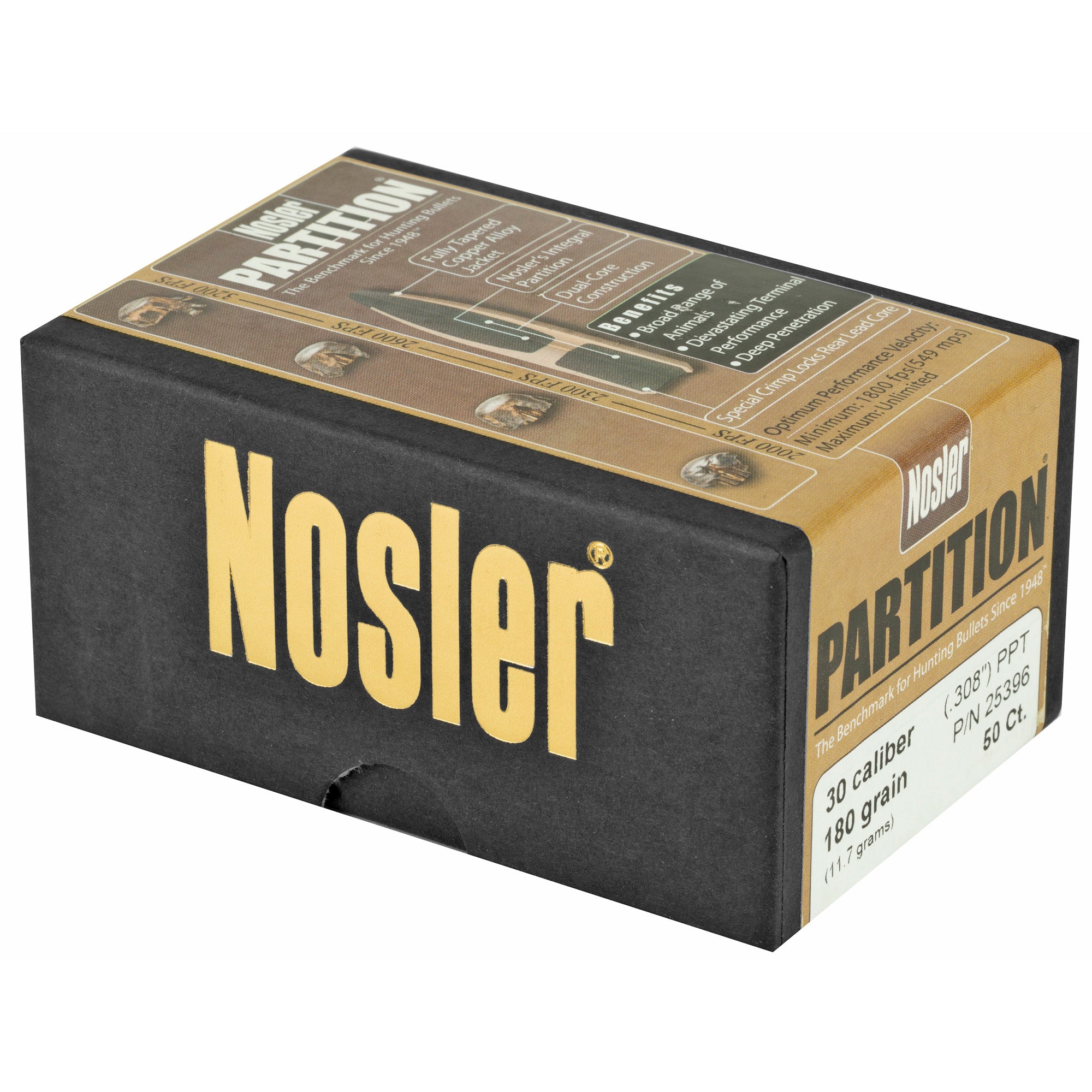 Nosler Partition 30 Caliber 180 Grain Bullet - 50 Rounds