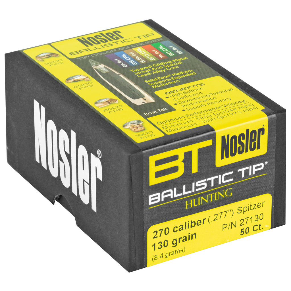 Nosler Ballistic Tip 270 Caliber 130-Grain Hunting Ammunition - 50 Rounds