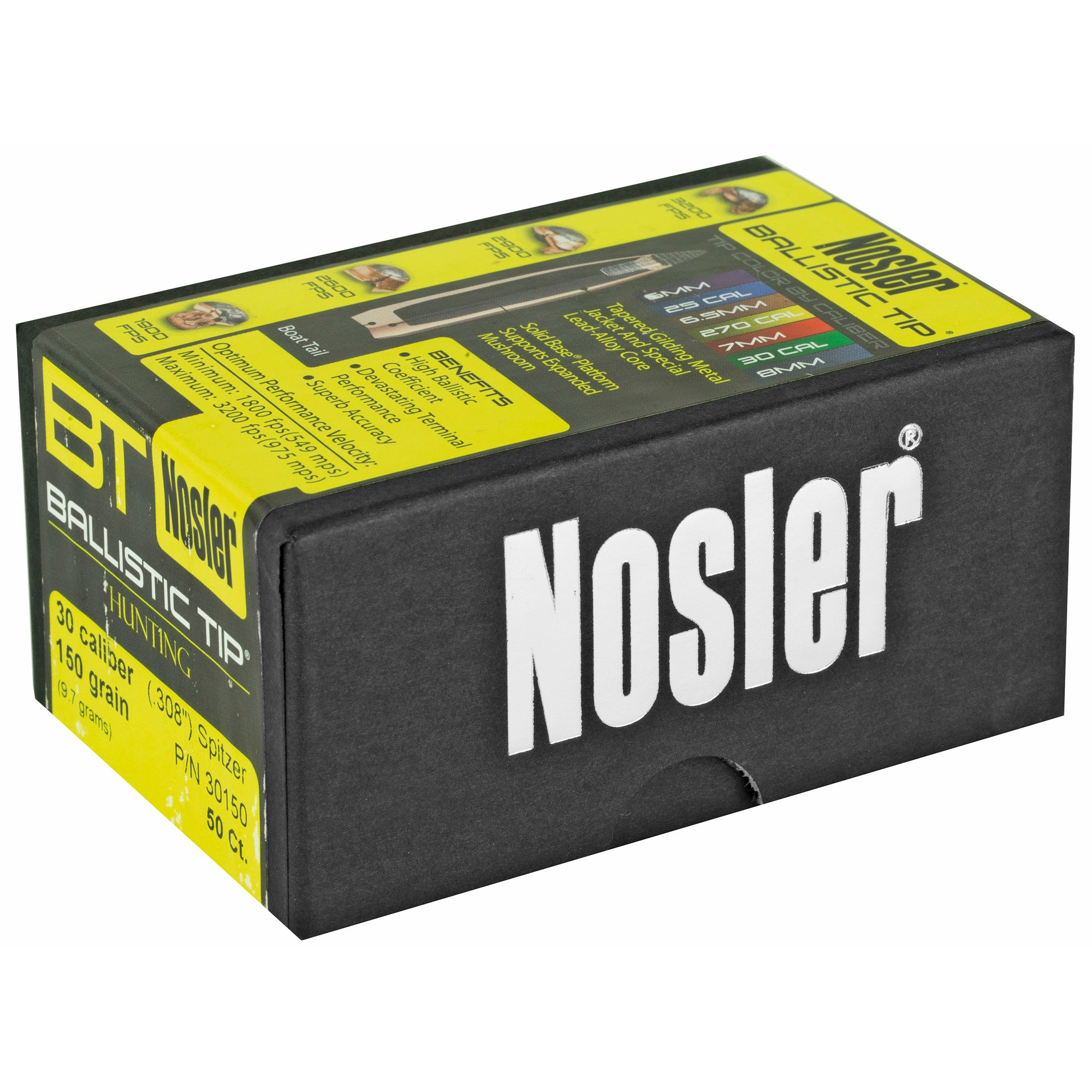 Nosler Ballistic Tip 30 Caliber 150 Grain Rifle Bullets (50 Count)