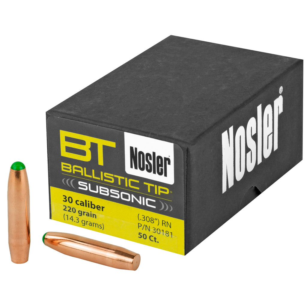 Nosler Ballistic Tip 30 Caliber 220-Grain Rifle Bullets, 50 Count