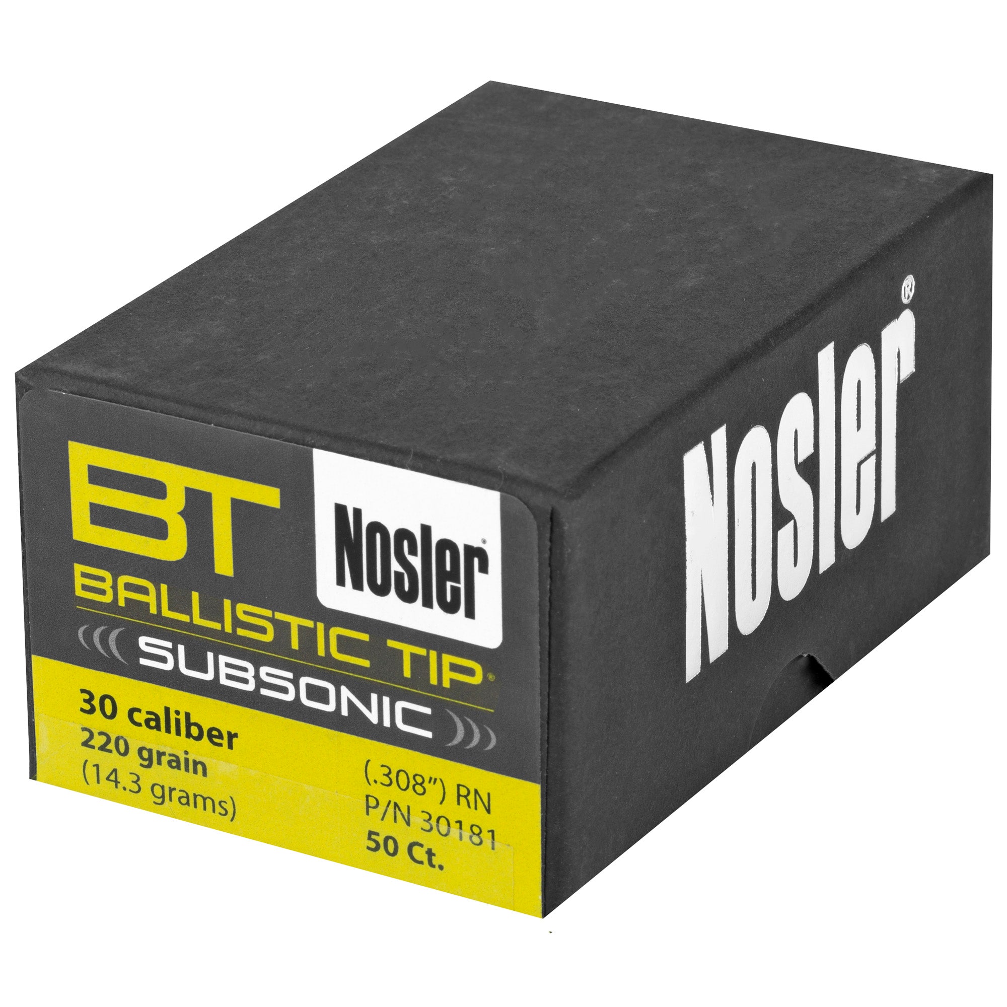 Nosler Ballistic Tip 30 Caliber 220-Grain Rifle Bullets, 50 Count