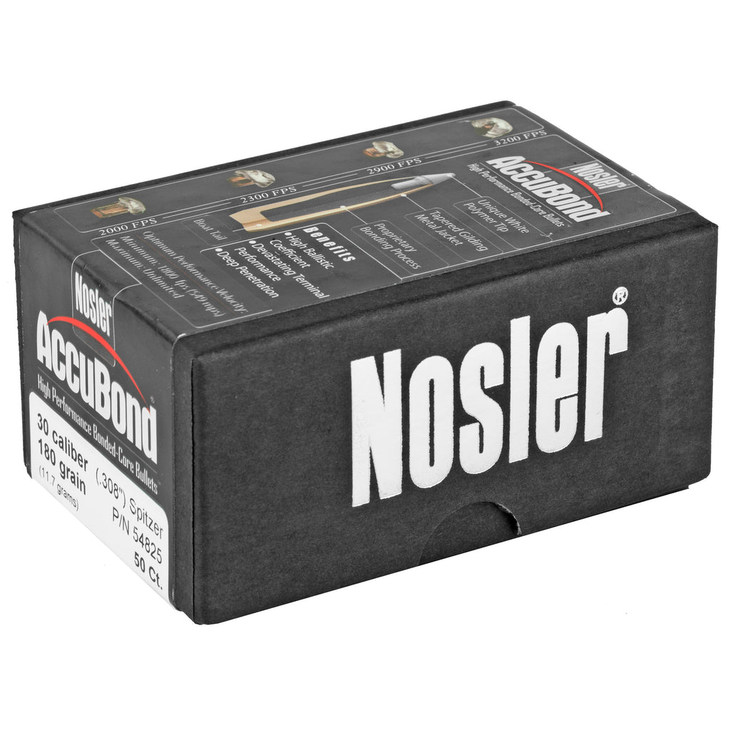 Nosler AccuBond 30 Caliber 180-Grain Bonded Hunting Bullets - Pack of 50