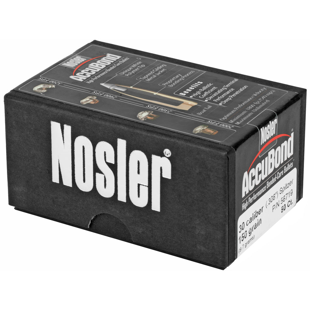 Nosler AccuBond 30 Caliber 150 Grain Bonded Boat Tail Bullets (50 Count)