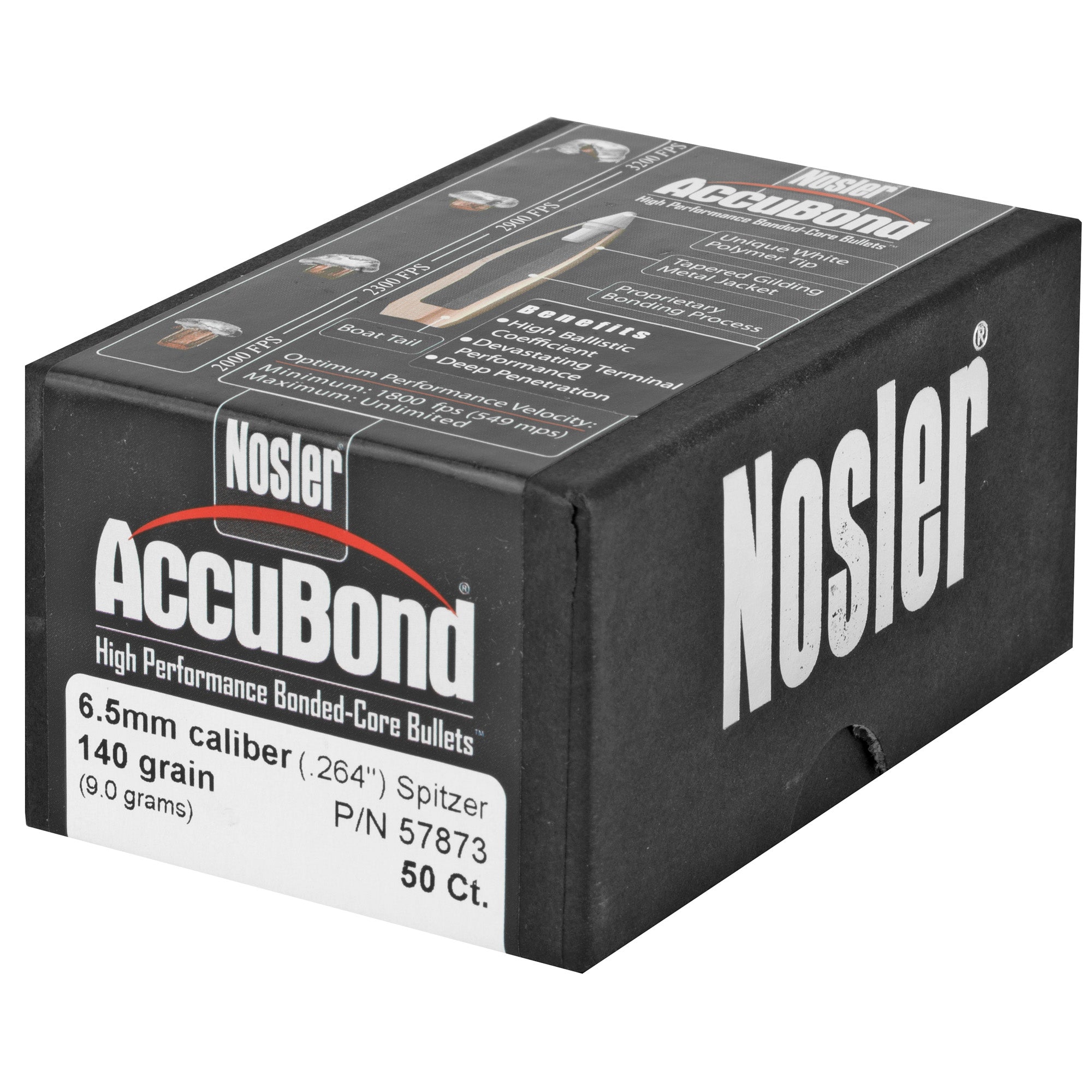 Nosler 6.5mm AccuBond 140 Grain Bonded Hunting Bullets (50 Count)