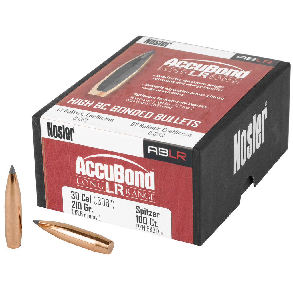 Nosler AccuBond Long Range 30 Caliber, 210 Grain, Copper/Alloy/Lead Bullet - 100 Rounds