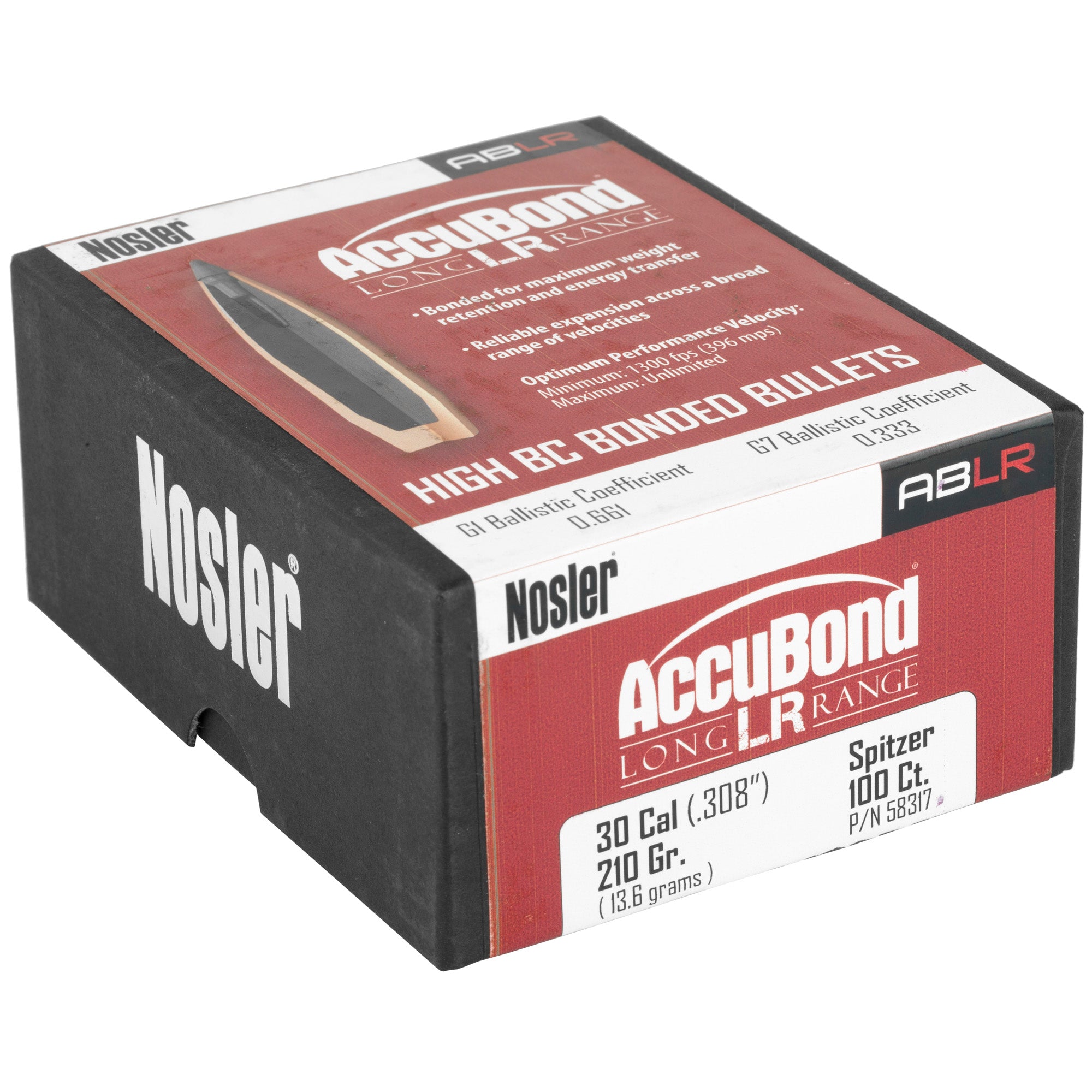 Nosler AccuBond Long Range 30 Caliber, 210 Grain, Copper/Alloy/Lead Bullet - 100 Rounds