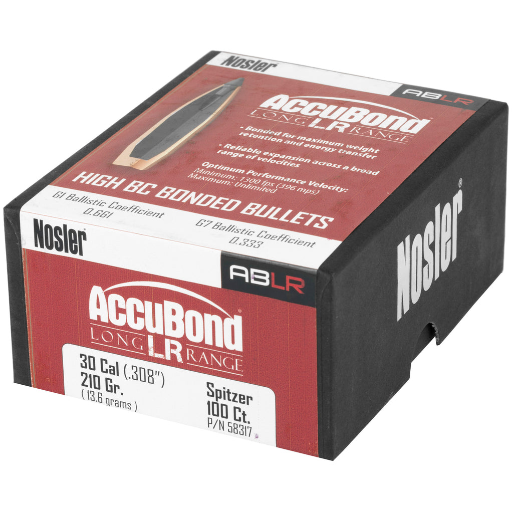 Nosler AccuBond Long Range 30 Caliber, 210 Grain, Copper/Alloy/Lead Bullet - 100 Rounds
