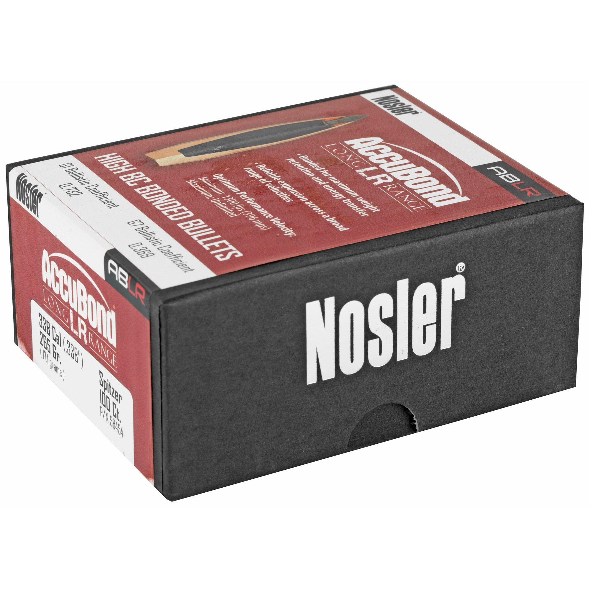 Nosler AccuBond Long Range .338 Caliber 265-Grain Solid Point Bullets (100-Pack)