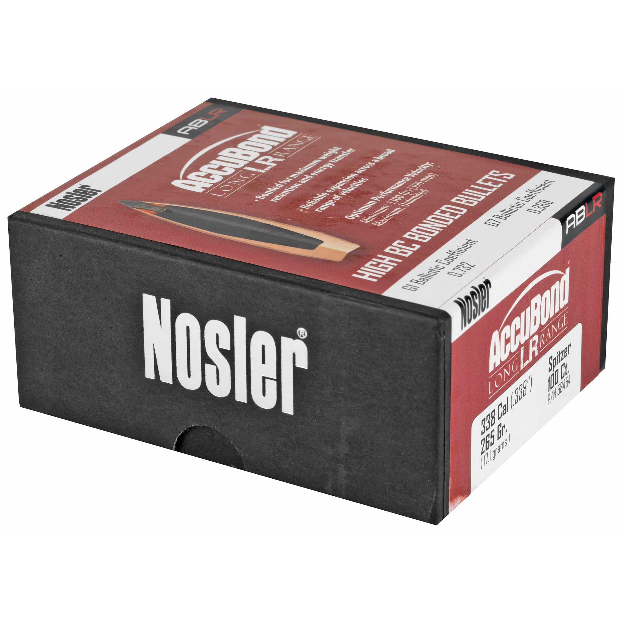 Nosler AccuBond Long Range .338 Caliber 265-Grain Solid Point Bullets (100-Pack)