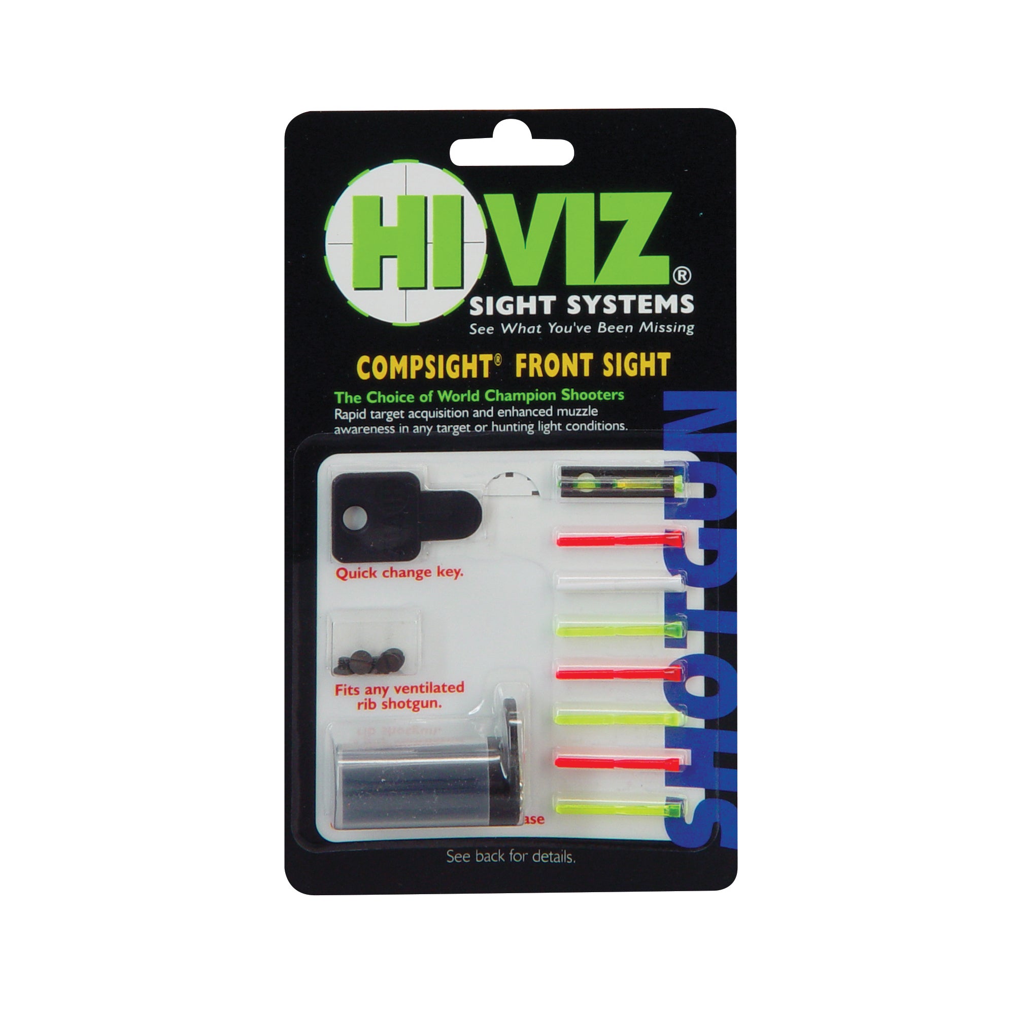 Hi-Viz CompSight Interchangeable Shotgun Sight Model PM1002 with Green, Red, and White LitePipes