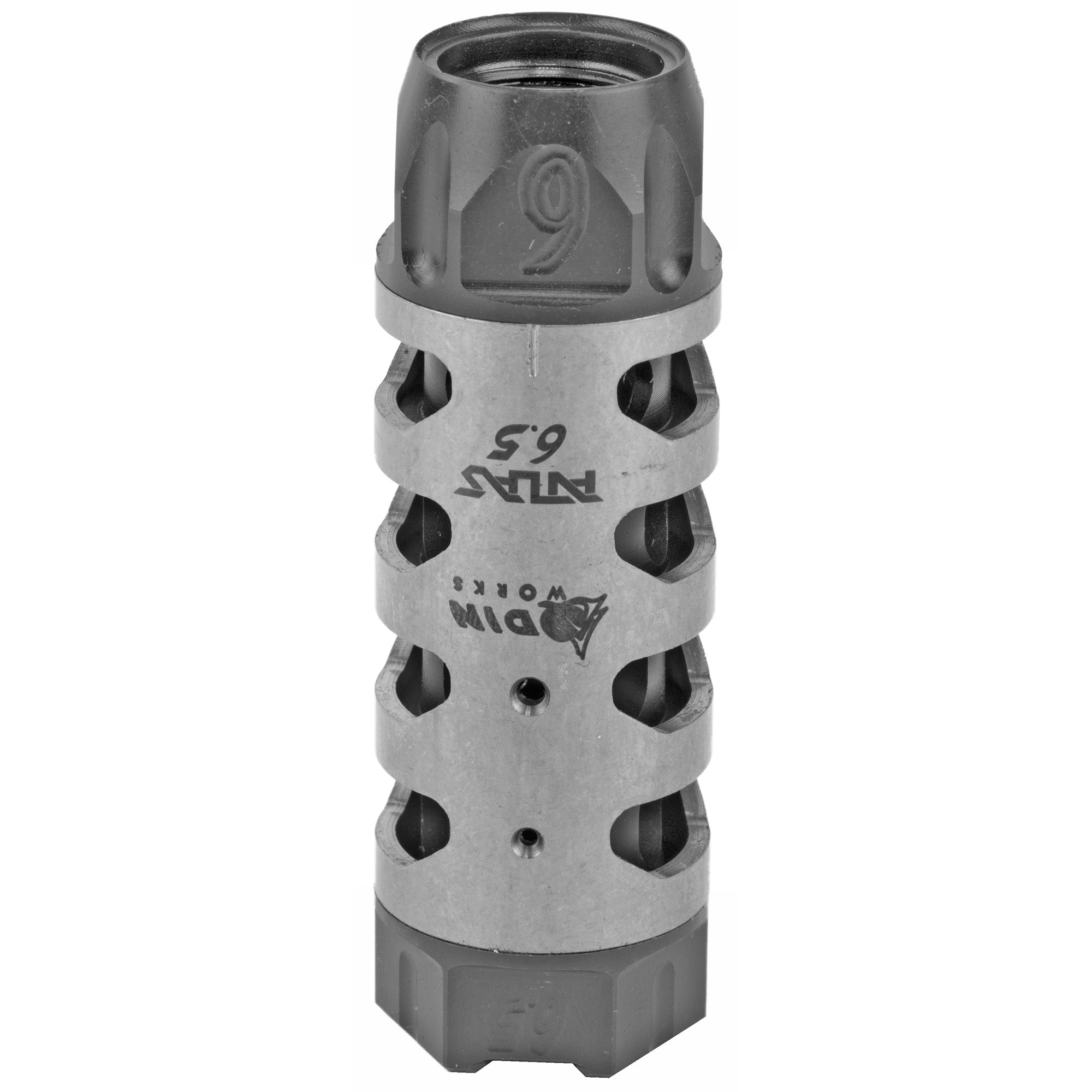 Odin Works Atlas 6.5 Grendel Compensator - Silver Muzzle Brake for Enhanced Recoil Control