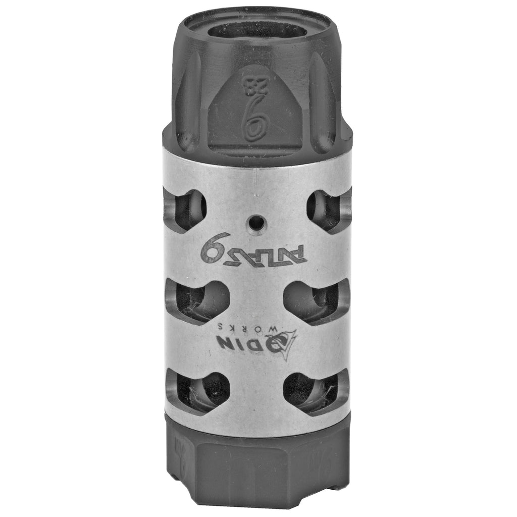 Odin Works 9mm Atlas Compensator (Part Number MB-ATLAS-9-28) – Silver, 1/2-28 Thread