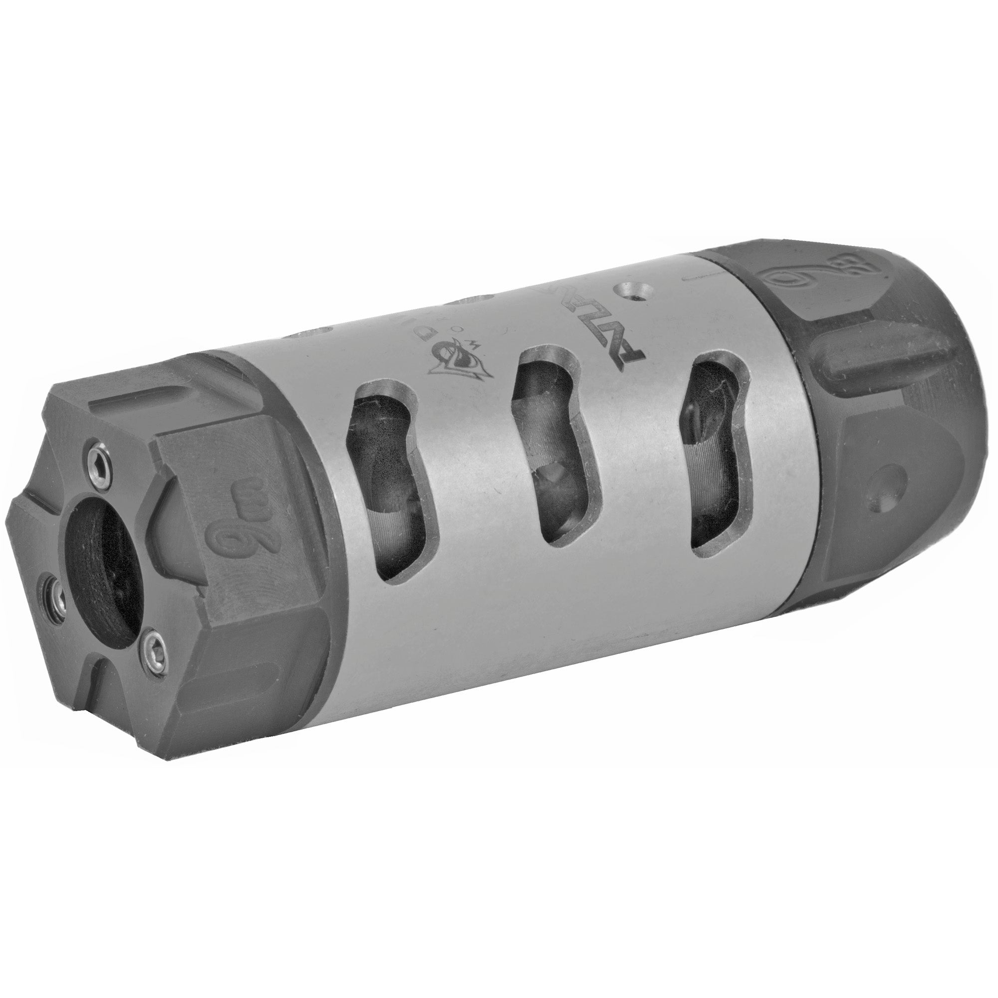 Odin Works 9mm Atlas Compensator (Part Number MB-ATLAS-9-28) – Silver, 1/2-28 Thread