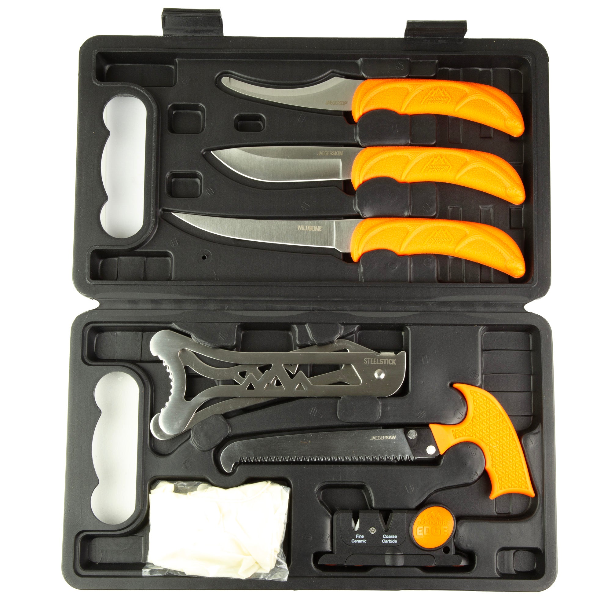 Outdoor Edge Jager Pak 8-Piece Game Processing Kit with Orange Handles