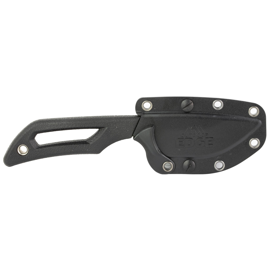 Outdoor Edge Pivot Fixed Blade Knife with Rotating Sheath – 6.5-Inch Plain Edge, Black