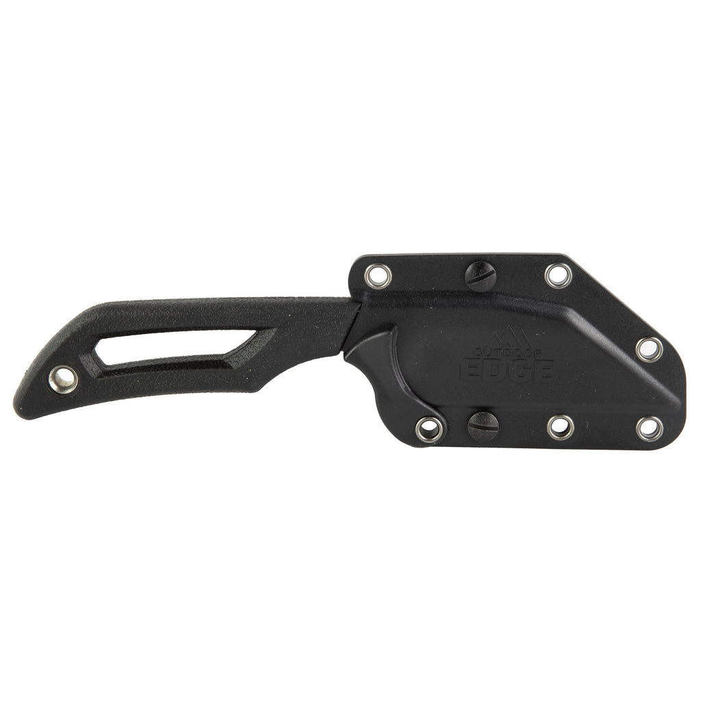 Outdoor Edge Pivot Fixed Blade Knife with Rotating Sheath and BlackStone Coating, 6.5 inches