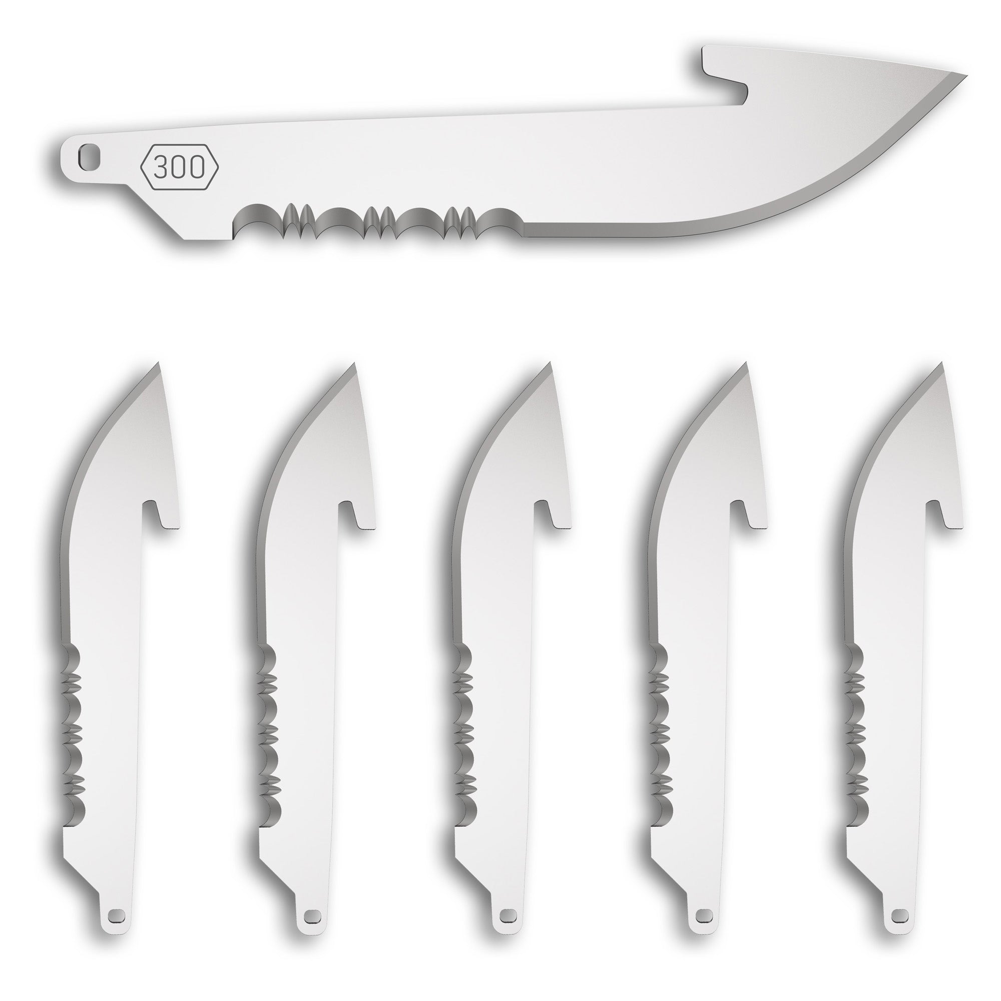 Outdoor Edge RRS30-6C Razor EDC Blades – Set of Six Drop-Point Serrated Replacement Razor Blades
