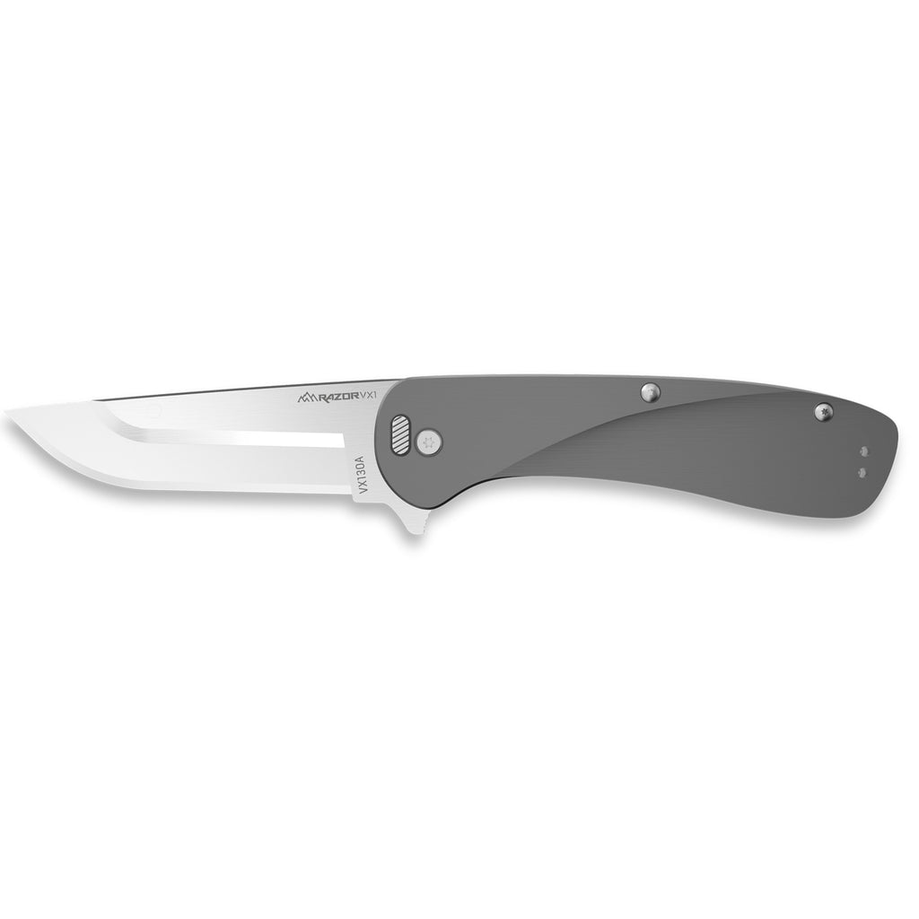 Outdoor Edge Razor VX1 Spring Assist Folding Knife with 3-Inch Plain Edge Blade and Aluminum Handle