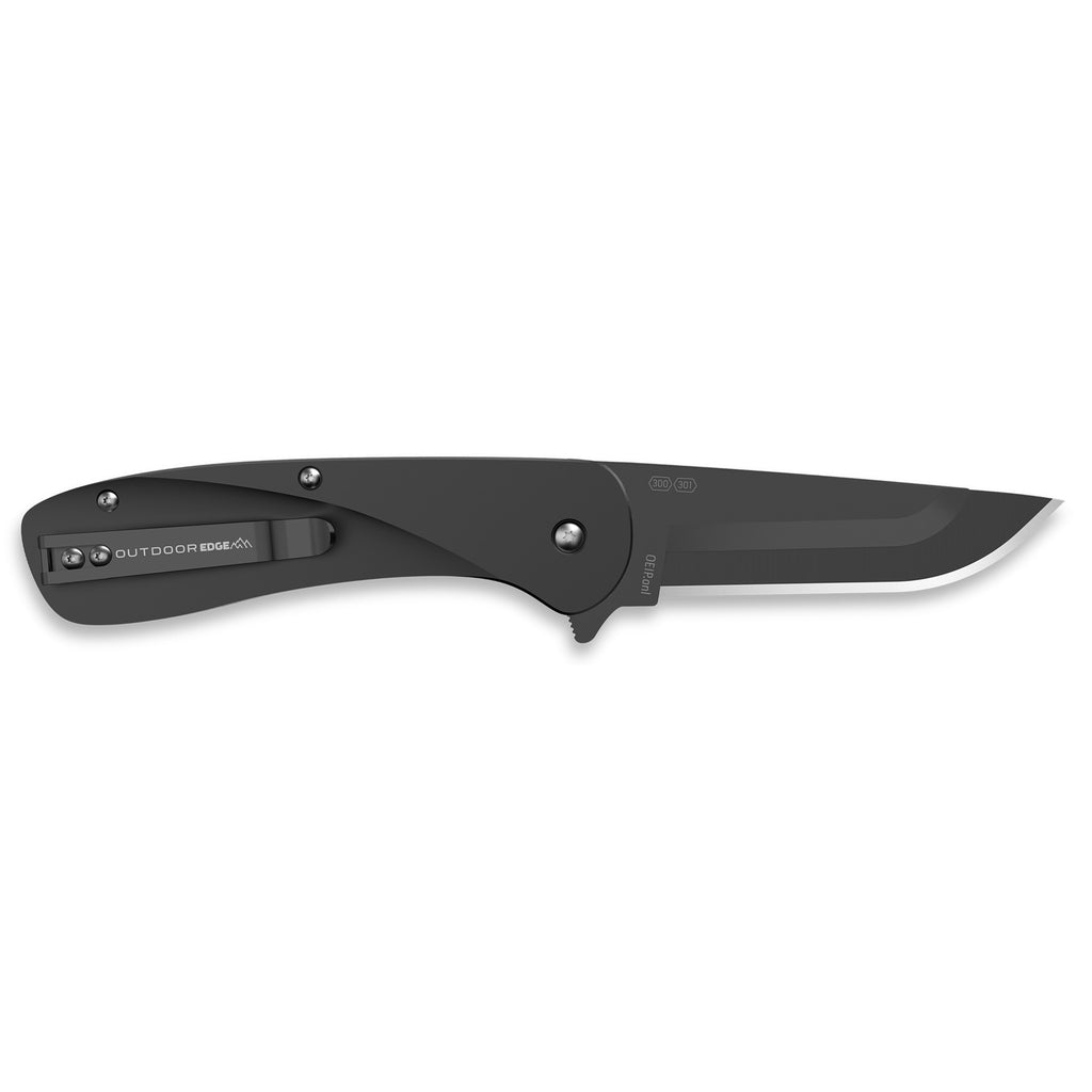 Outdoor Edge Razor VX1 3-Inch Folding Knife with Black Aluminum Scales and Reversible Stainless Steel Clip