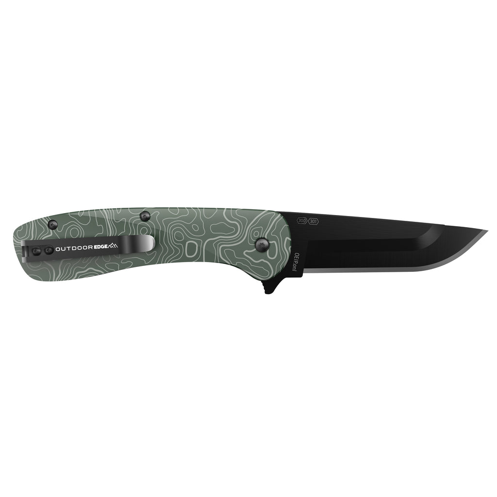 Outdoor Edge Razor VX1 Spring Assist Folding Knife with 3-Inch Plain Edge Blade and Green Handle