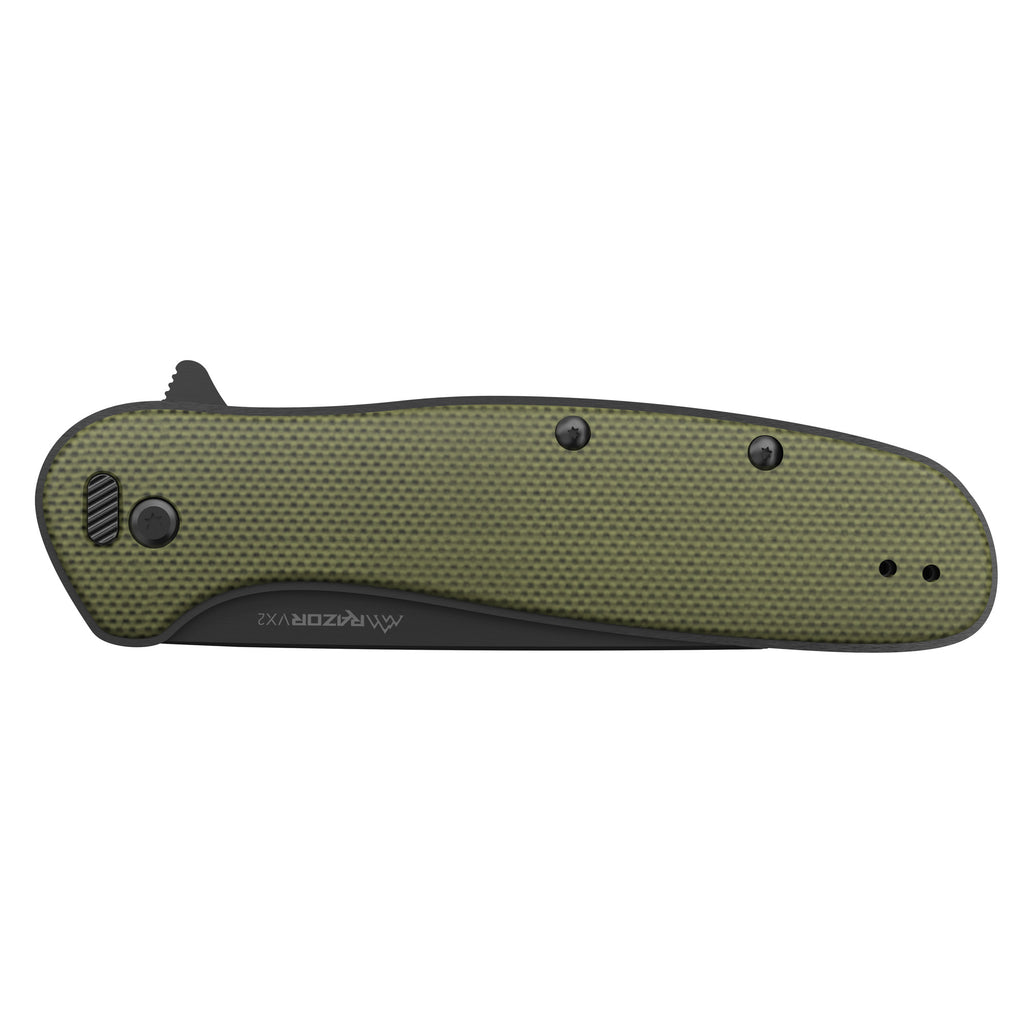 Outdoor Edge Razor VX2 Folding Knife with 3-inch Plain Edge Blade and Micarta Scales