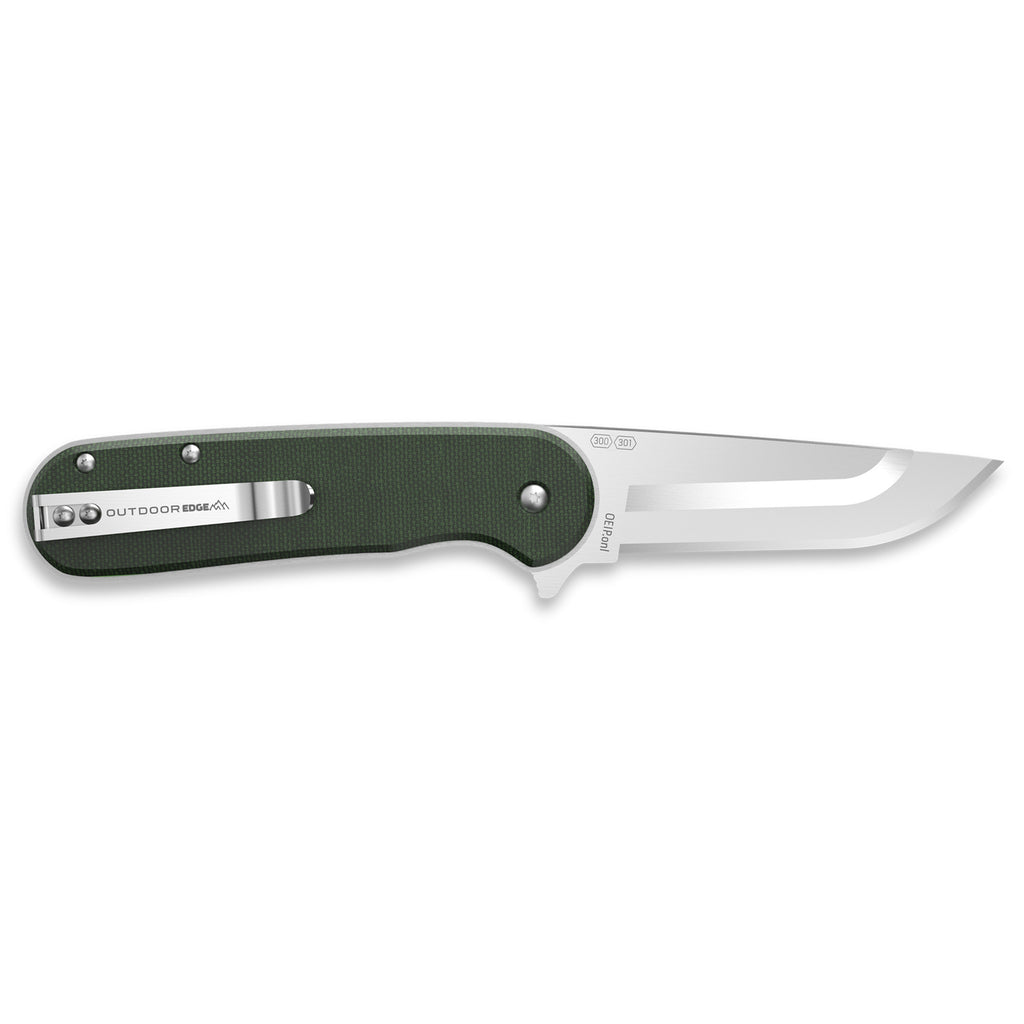 Outdoor Edge Razor VX3 Folding Knife with 3-Inch Plain Edge Blade and Micarta Scales - Green