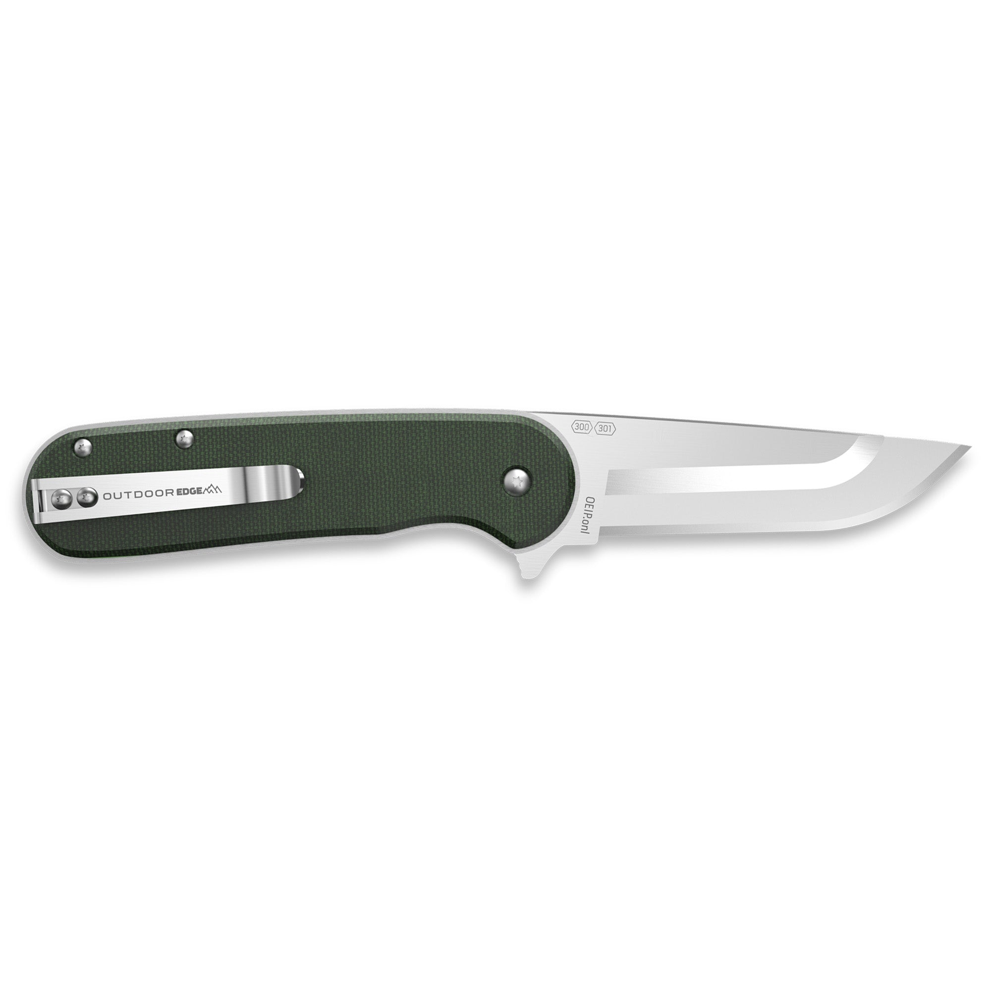Outdoor Edge Razor VX3 Folding Knife with 3-Inch Plain Edge Blade and Micarta Scales - Green