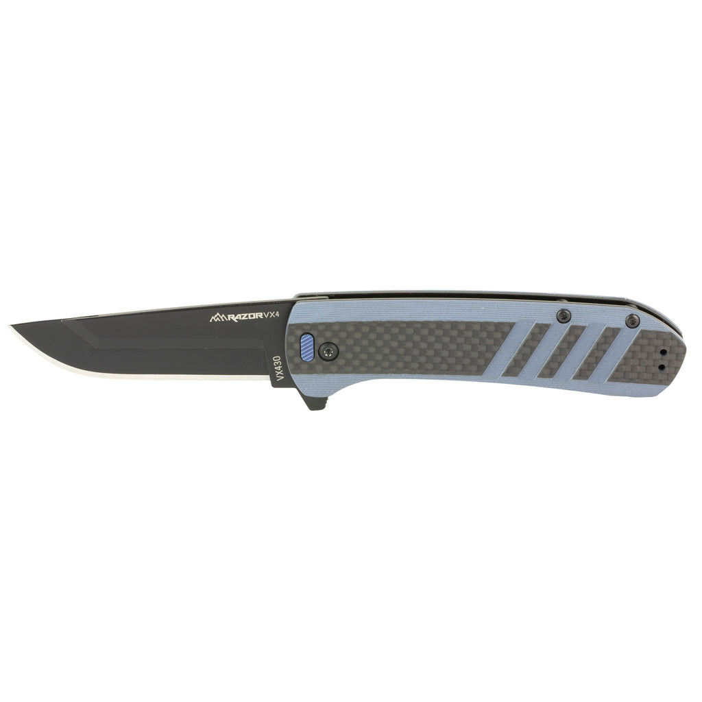 Outdoor Edge Razor VX4 Folding Knife with 3-Inch Plain Edge Blade and G10 Reinforced Carbon Fiber Handle