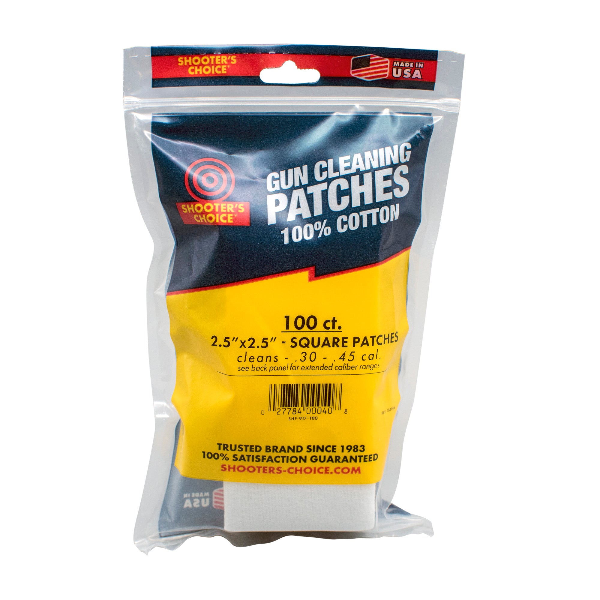 Otis Technology 2.5 Inch Square Cotton Gun Cleaning Patches - 100 Pack