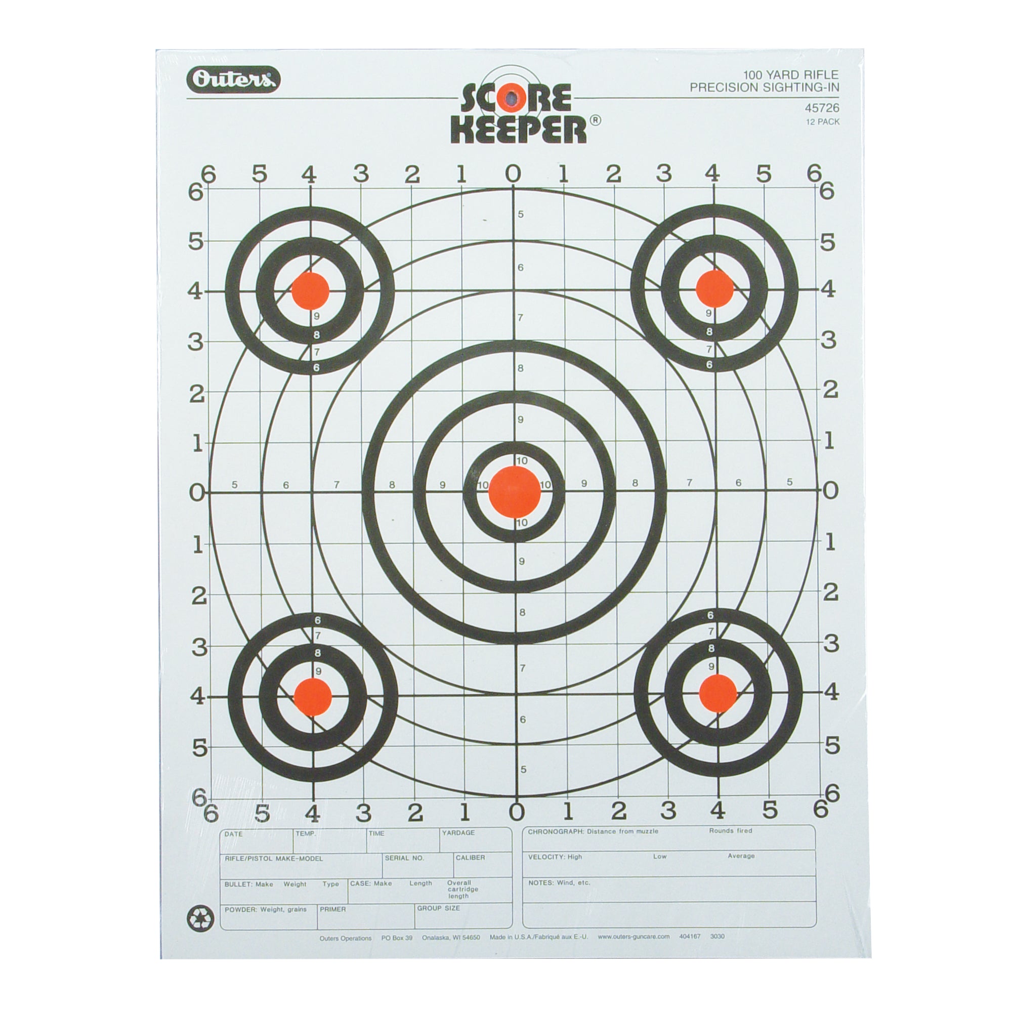 Champion Traps & Targets Orange Bull 12-Pack 100-Yard Rifle Sight-In Targets
