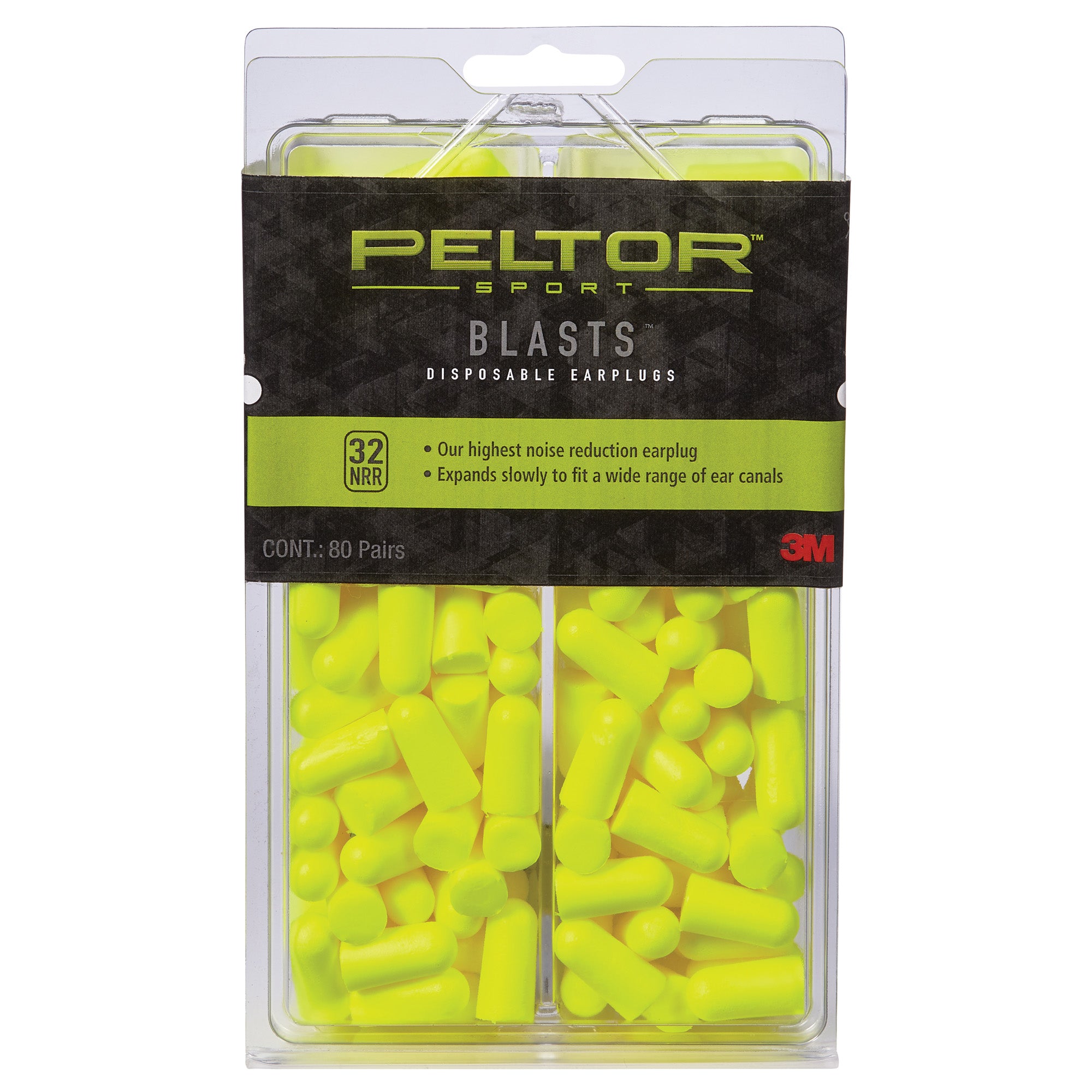3M Peltor Sport Blasts Disposable Earplugs - High Noise Reduction Foam Ear Protection, 80 Pairs