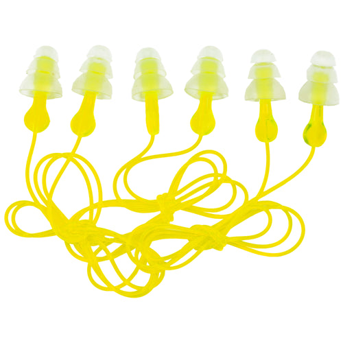 3M/Peltor Tri-Flange Reusable Earplugs - Comfortable Noise Protection, Yellow (Model 97317-10C)