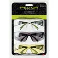 3M/Peltor SecureFit 400 Series Safety Glasses 3-Pack - Polycarbonate Frames with Adjustable Nose Pads and Pressure Diffusion Temples