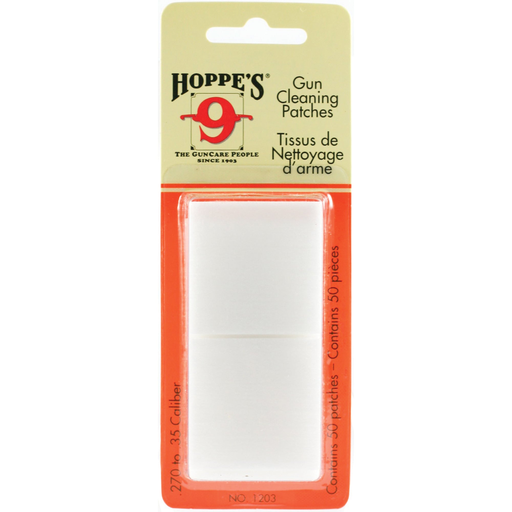 Hoppe's Cotton Cleaning Patches – 50 Pack for Firearm Maintenance
